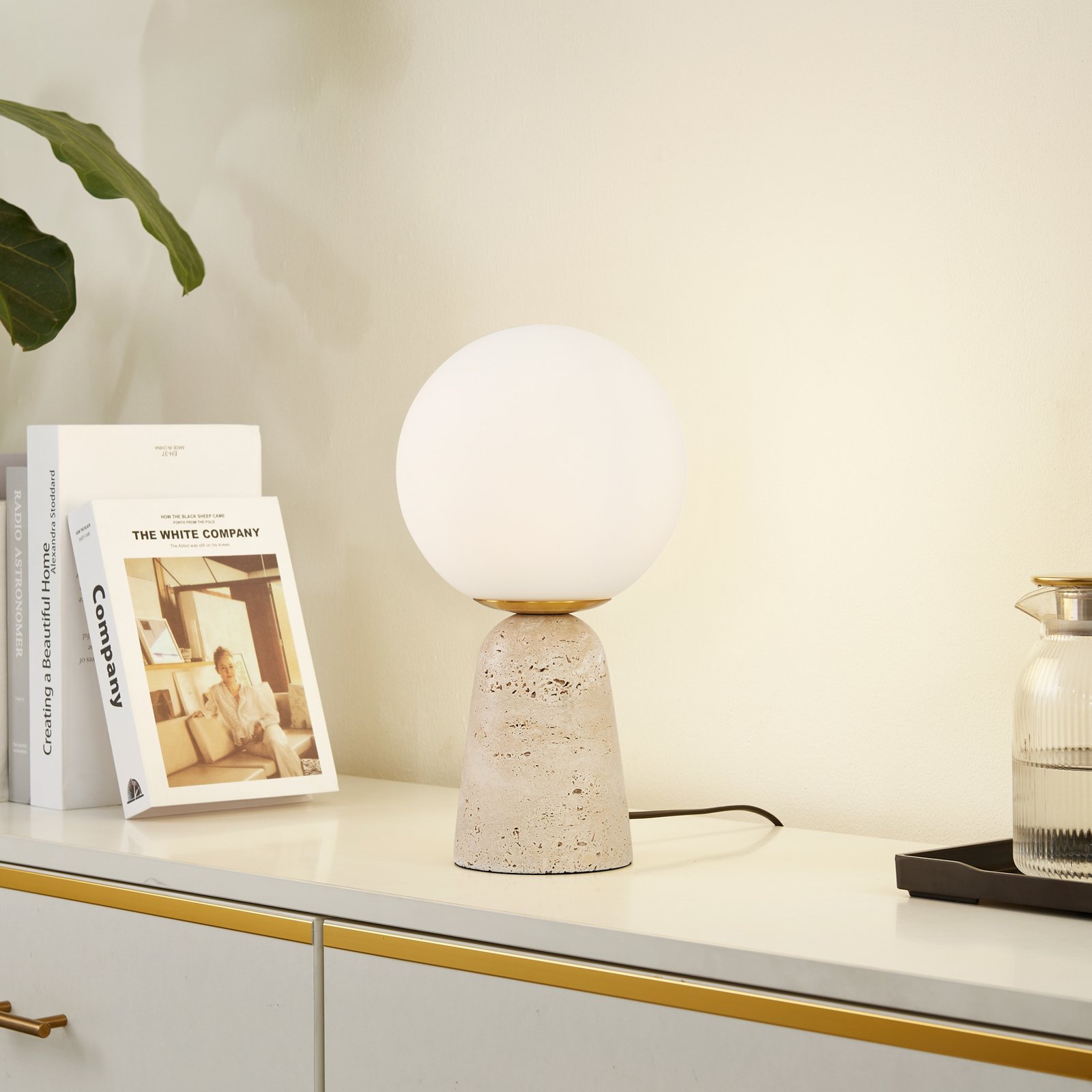 Kirstan Tischleuchte Beige/Weiß - Lindby
