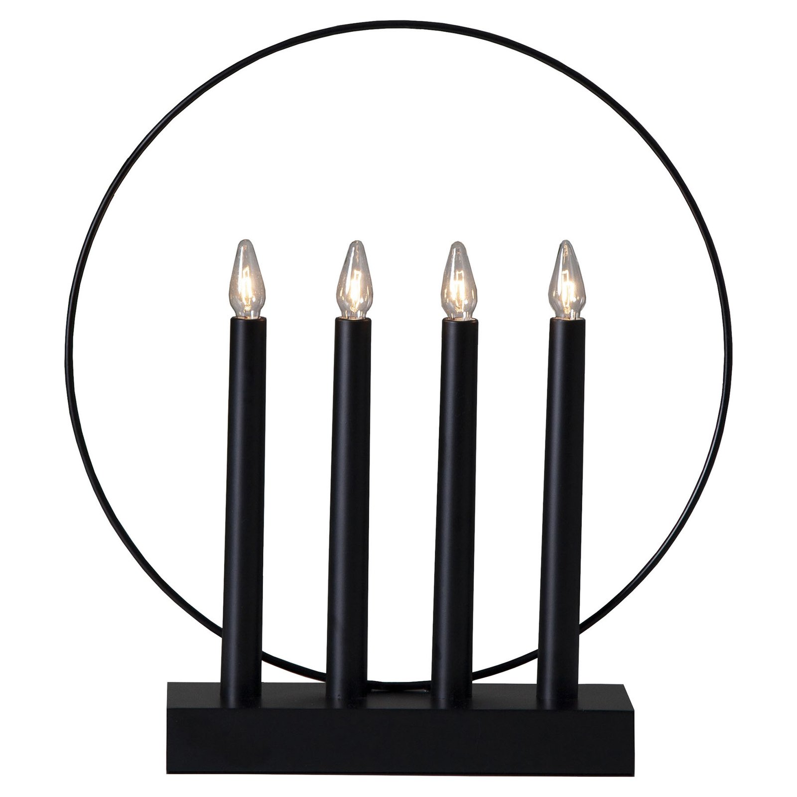 Glossy window candleholder, ring, 4-bulb, black