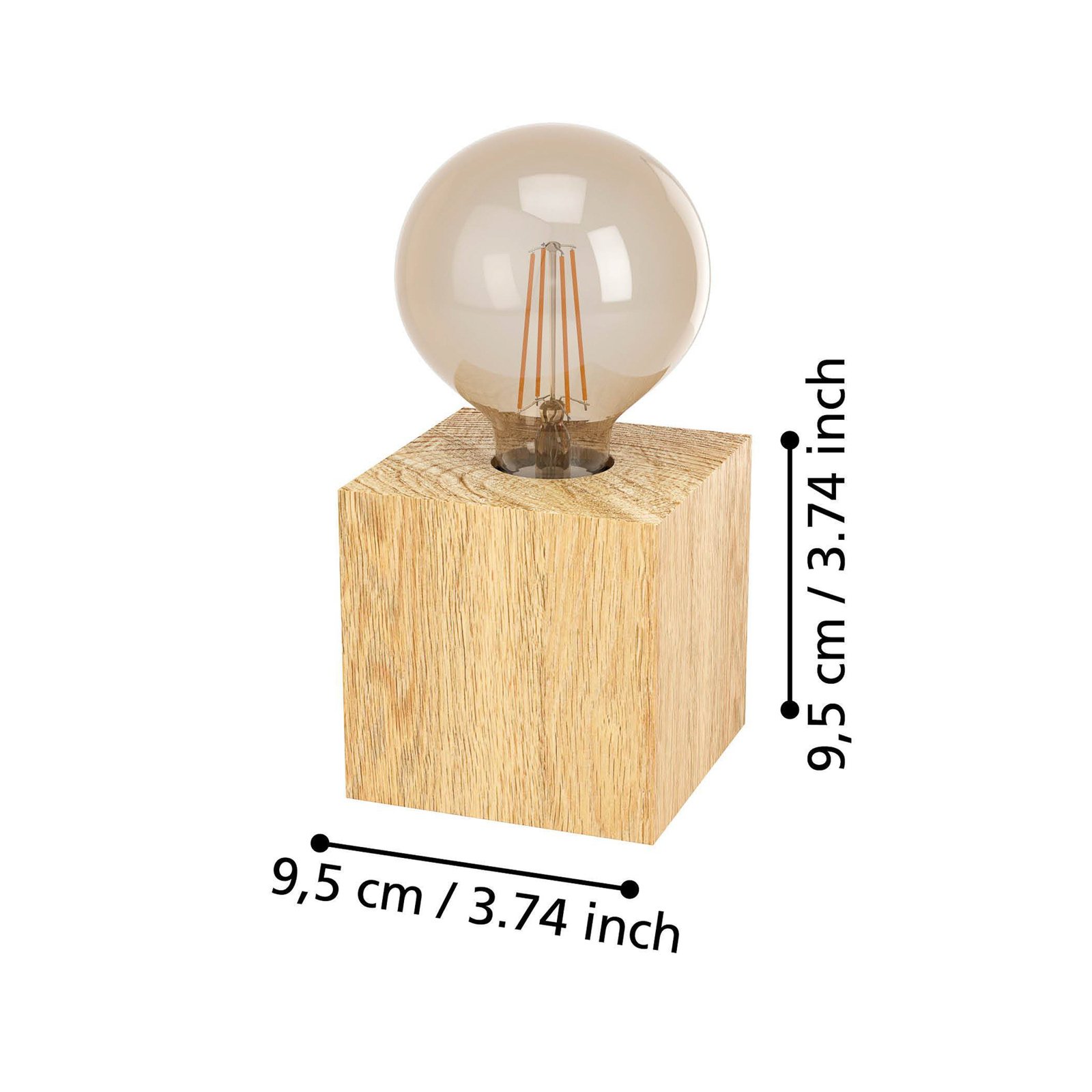 Prestwick 2 table lamp, wooden cube, natural