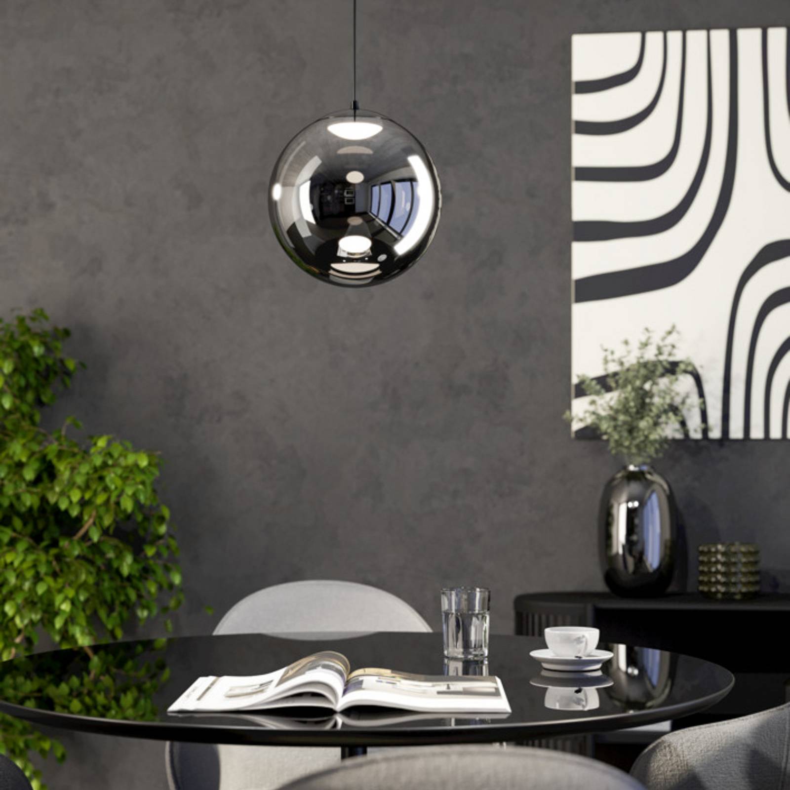 Stars of Light LED hanglamp ANORIAS, zwart, Ø 25 cm, CCT