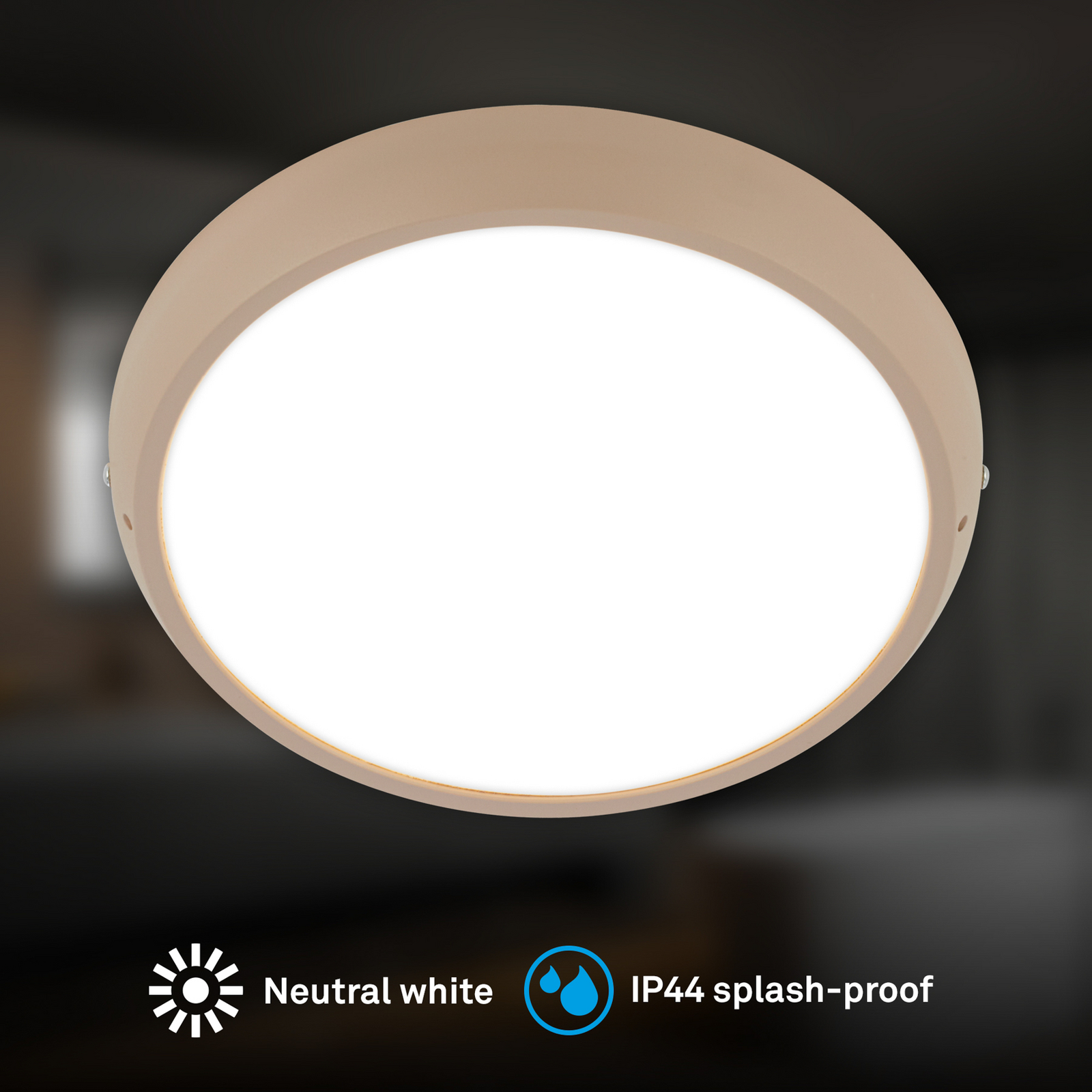 Lampa sufitowa LED Navaro, beżowo-biała, Ø 28 cm, 4 000 K Lampa sufitowa LED Navaro, beżowo-biała, Ø 28 cm, 4 000 K