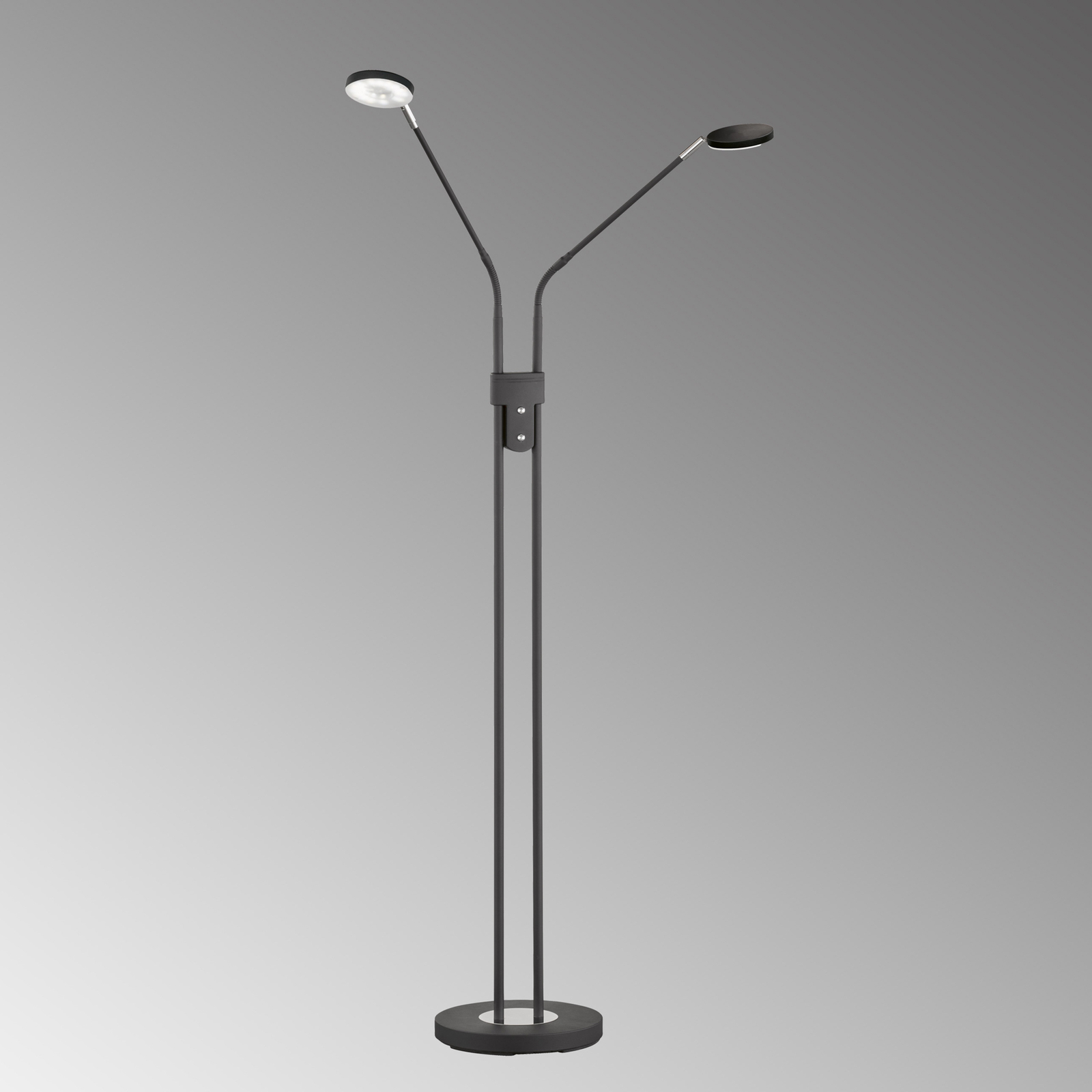 LED vloerlamp Lunia, 2-lamps, zandzwart