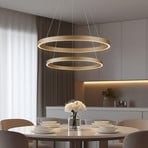 Lucande Smart LED pendant light Yonam, gold, 2-bulb, Tuya