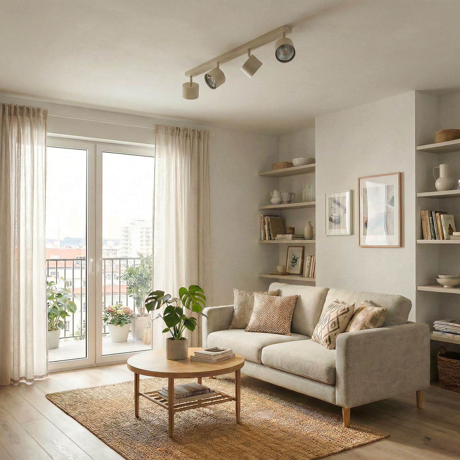 Deckenspot Chloe, creme, vierflammig, verstellbar