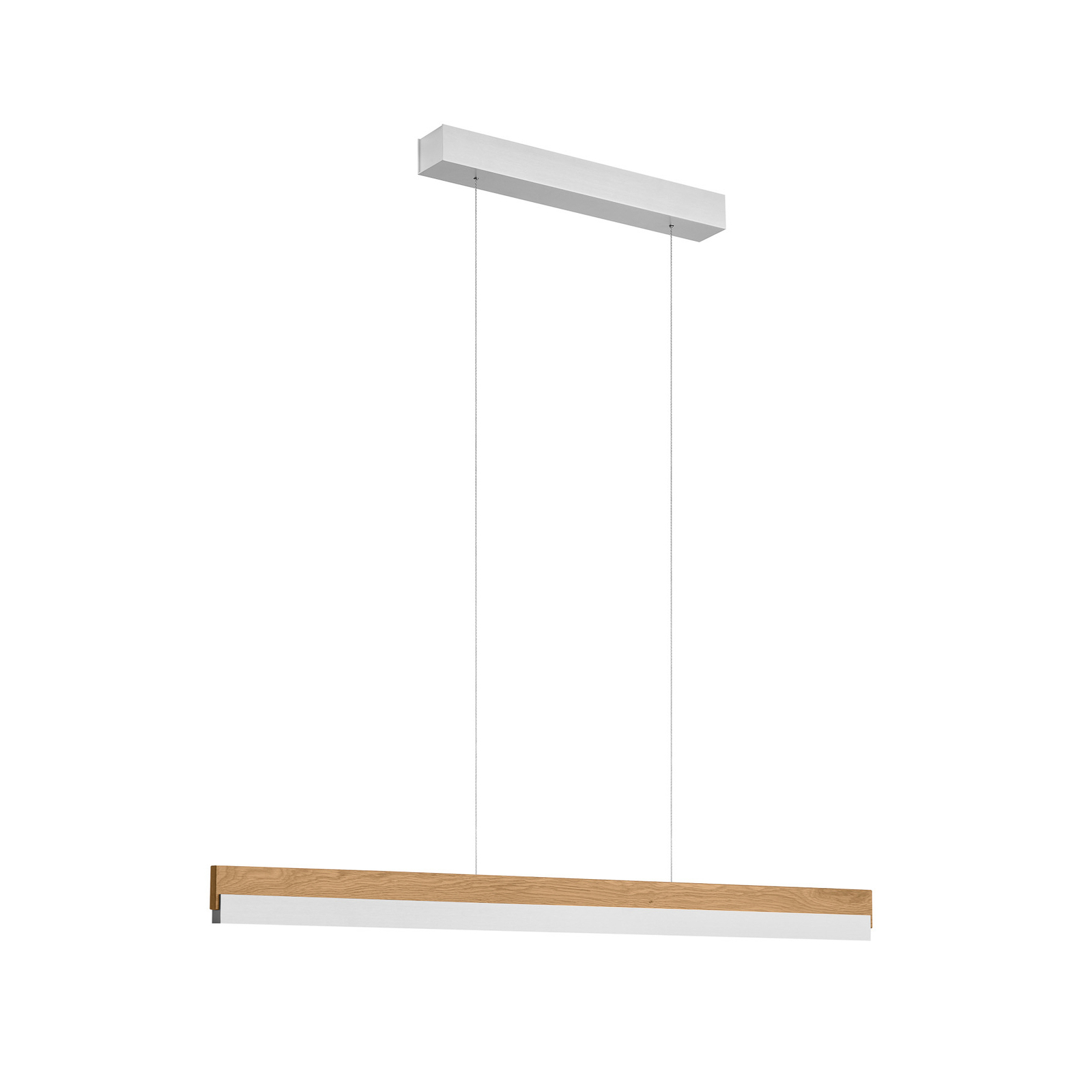 Quitani LED hanging light Keijo, nickel/oak, 103 cm