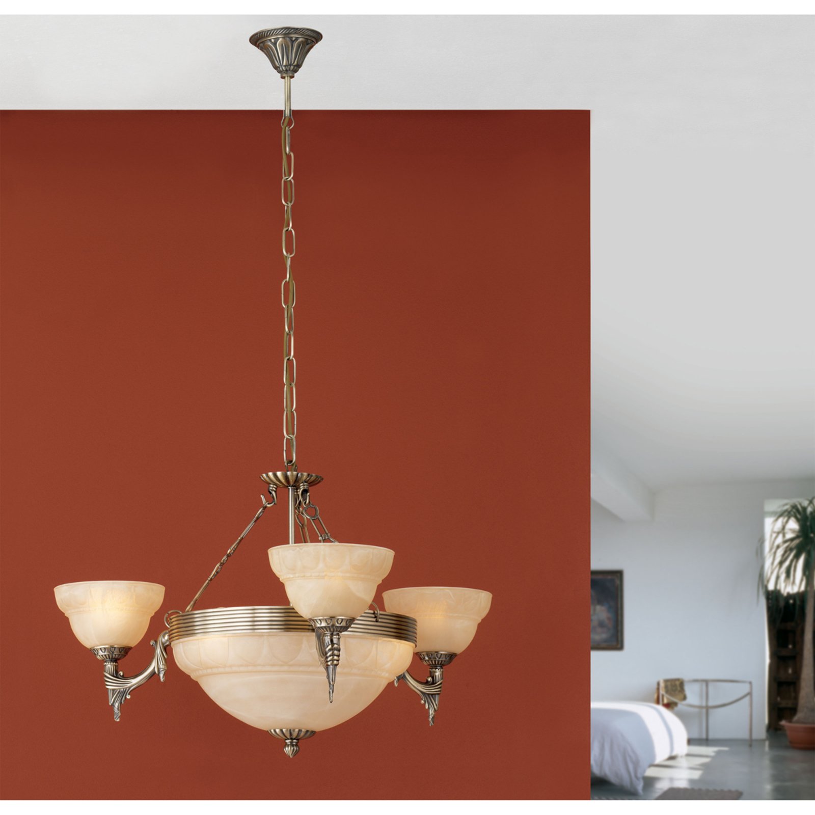 EGLO Decorative pendant light Marilla, 6-bulb, for Living / Dining Room, Metal, glass, E14, 60 W, energy efficiency: A++