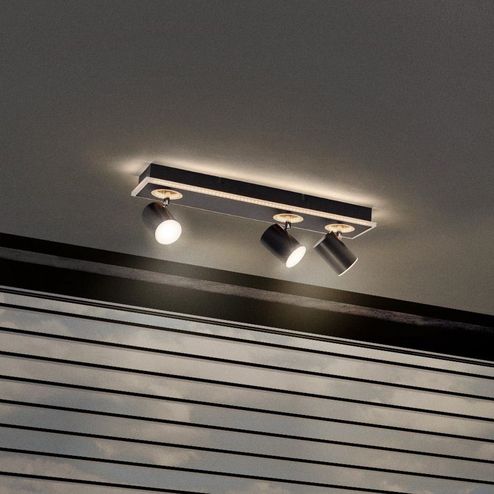 LEDVANCE LED downlight Mars, 4-bulb, 3 spots, black