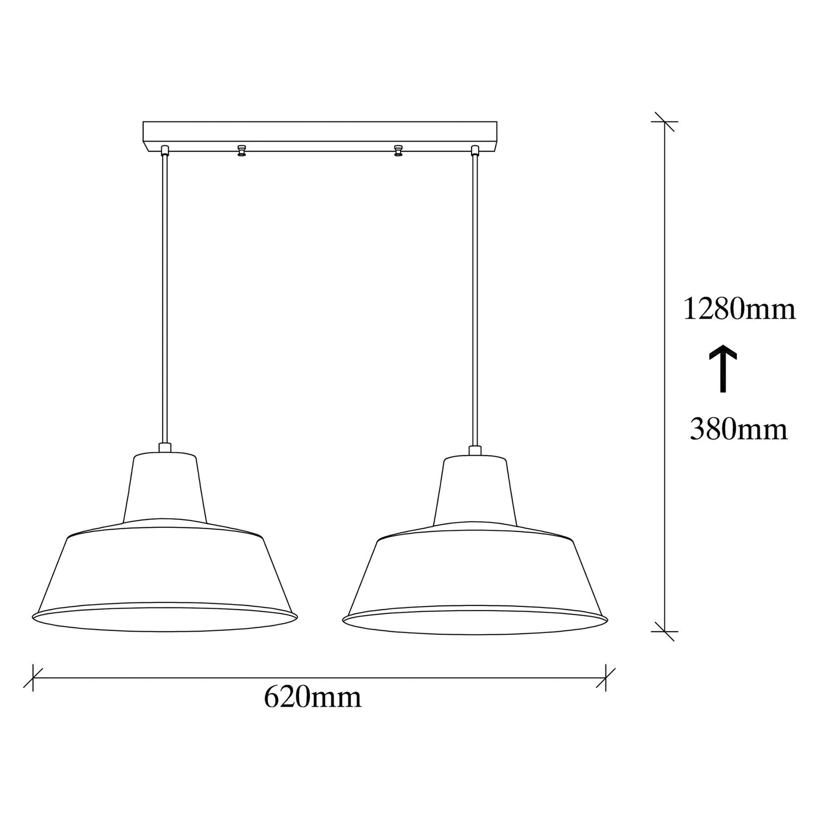 Saglam 3738 hængelampe, sort, metal, 2 lyskilder