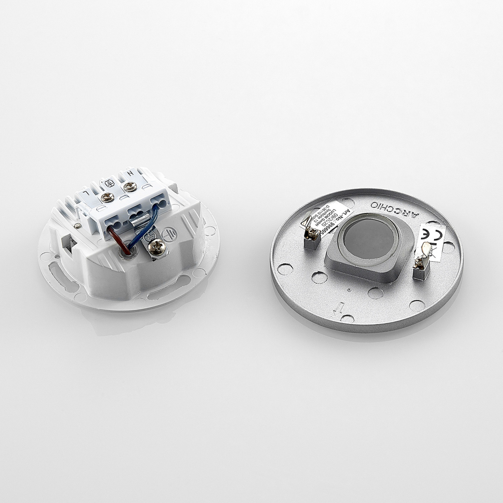 Arcchio Vexi LED-inbyggnadslampa, rund, silvergrå