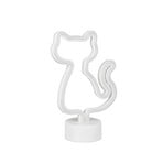 Lampe à poser LED Cat, blanche, en plastique, sur secteur ou à piles