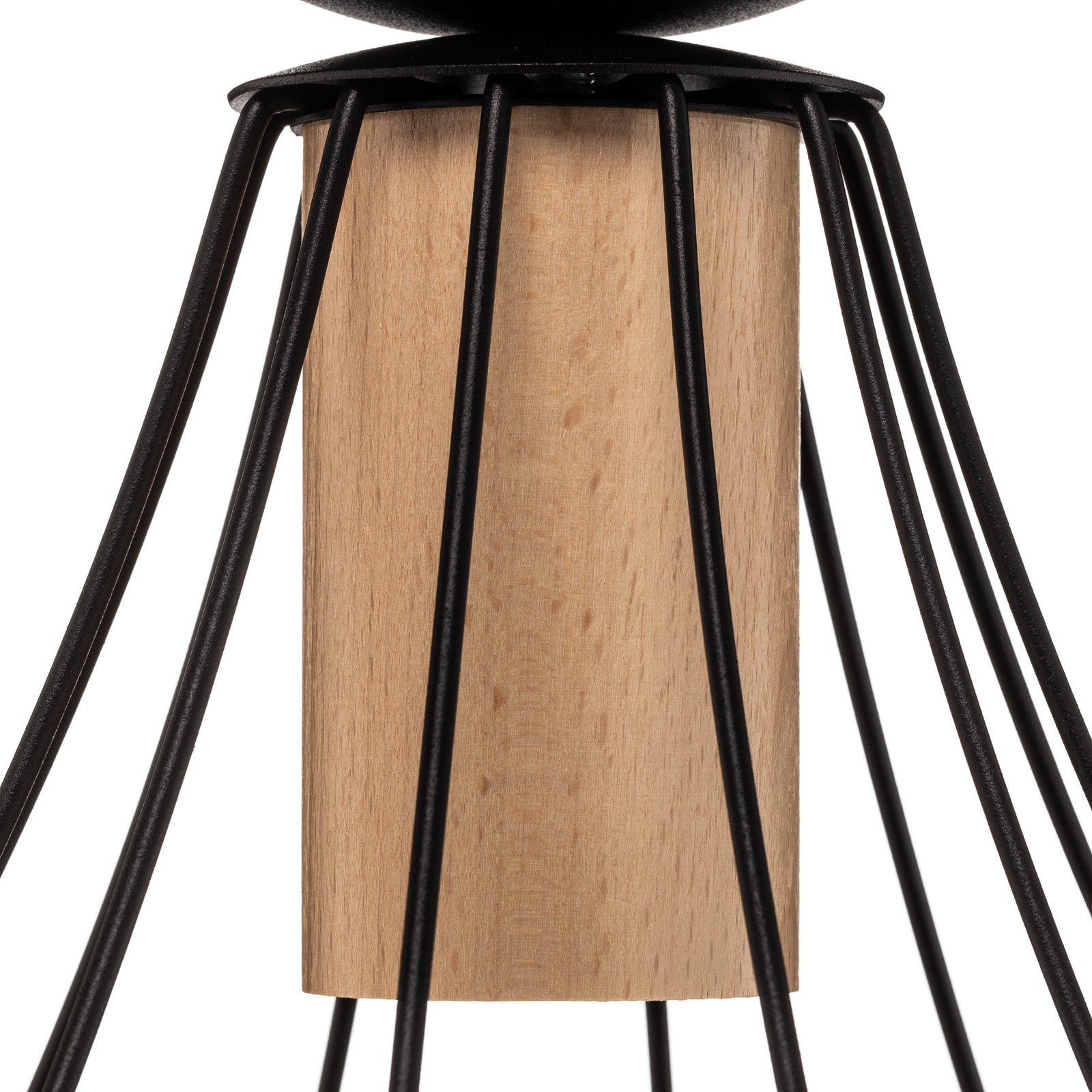 Lampa sufitowa Will, jasne drewno, czarna klatka