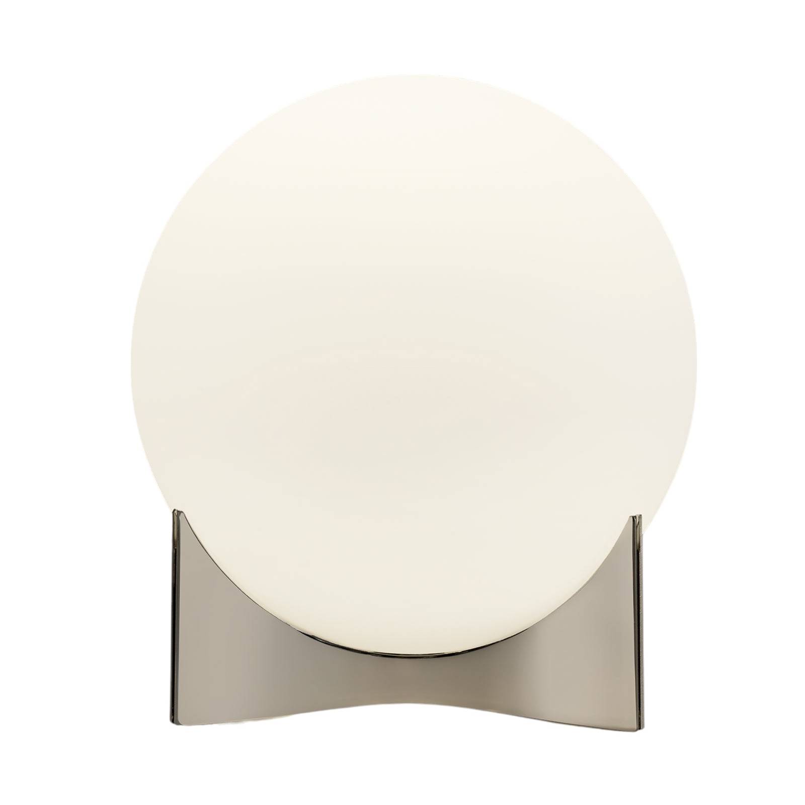 Terzani Tischleuchte Oscar, nickelfarben, Ø 20 cm, Opalglas