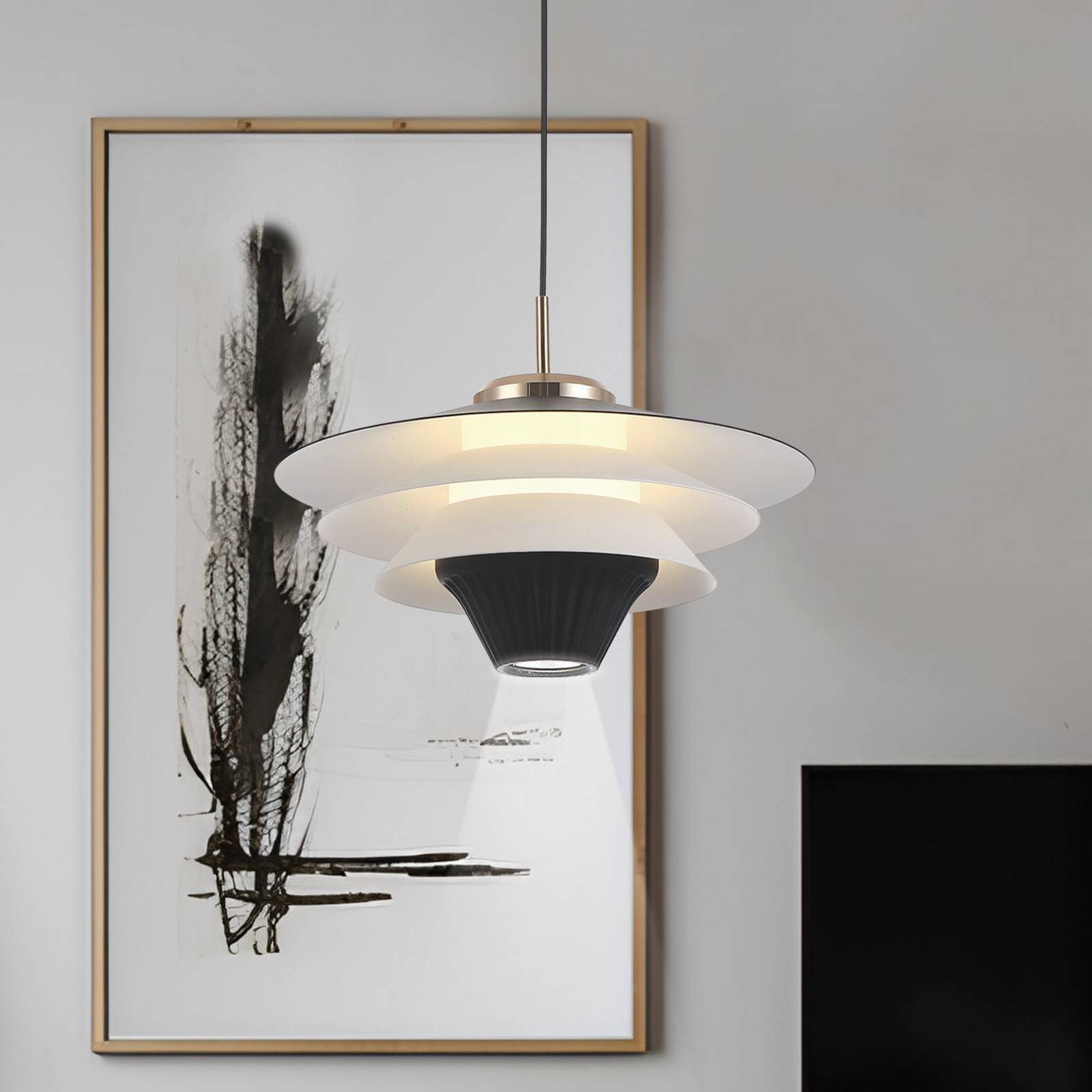 Lampa wisząca LED Manley, czarno-biała, Ø 22 cm, metal