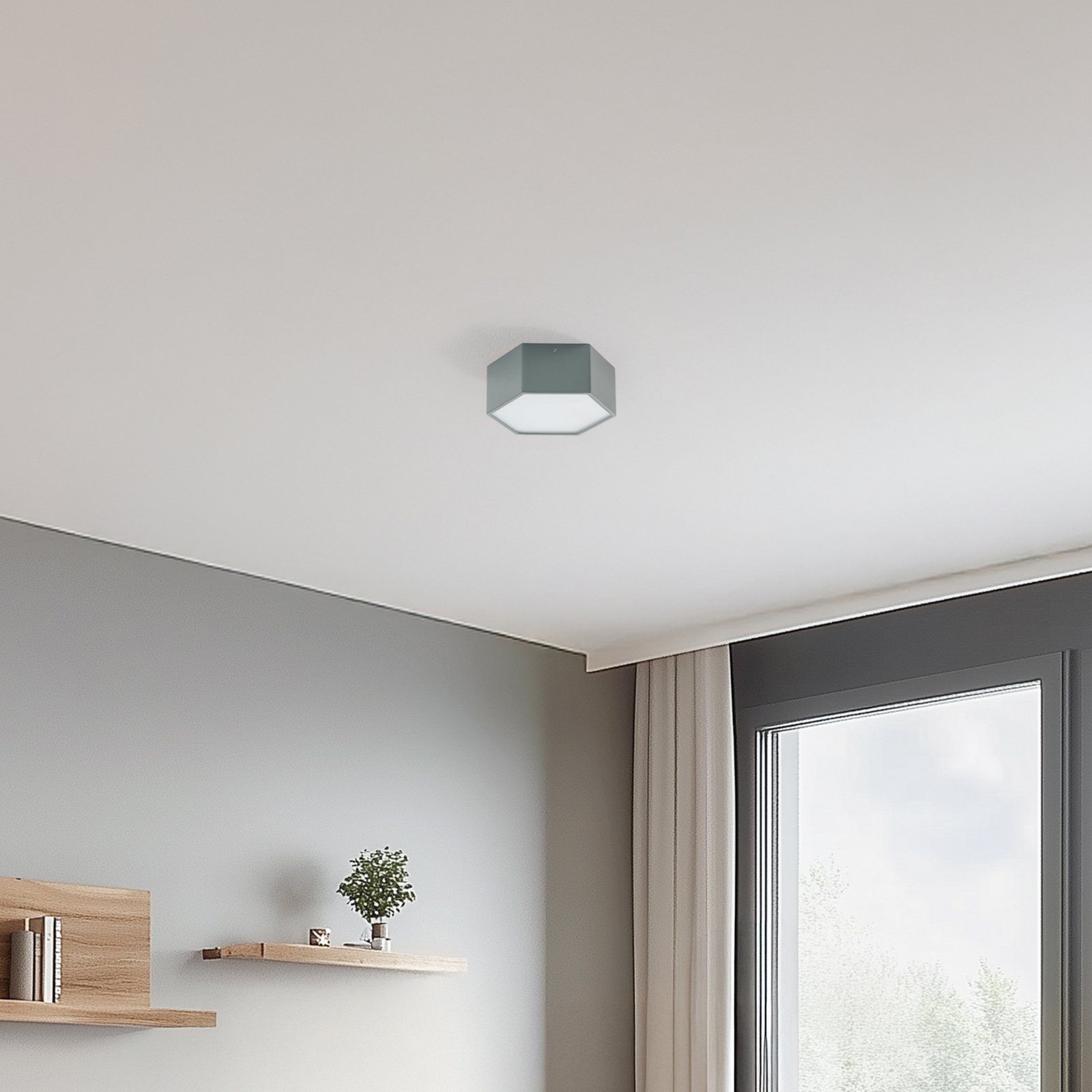 Libre LED ceiling light, sage green, steel, 3,000 K