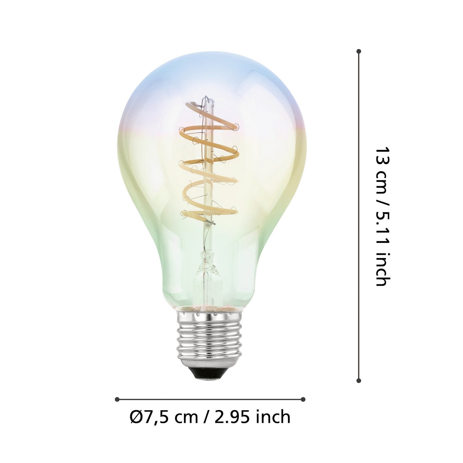 LED spuldze E27 4W A75 2000K Filament iridescent dim