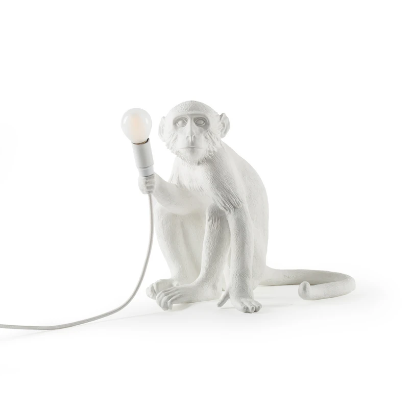 SELETTI – Monkey Sitting Tischleuchte Weiß