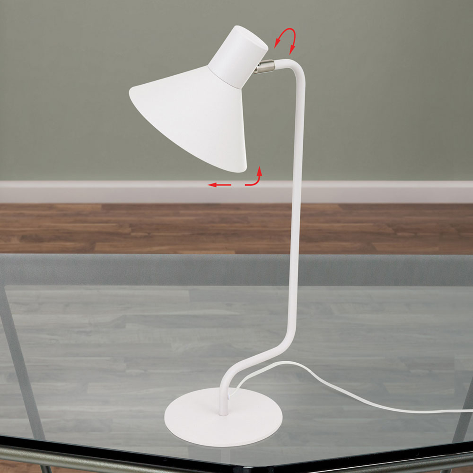 Viktoria desk lamp, adjustable head, white