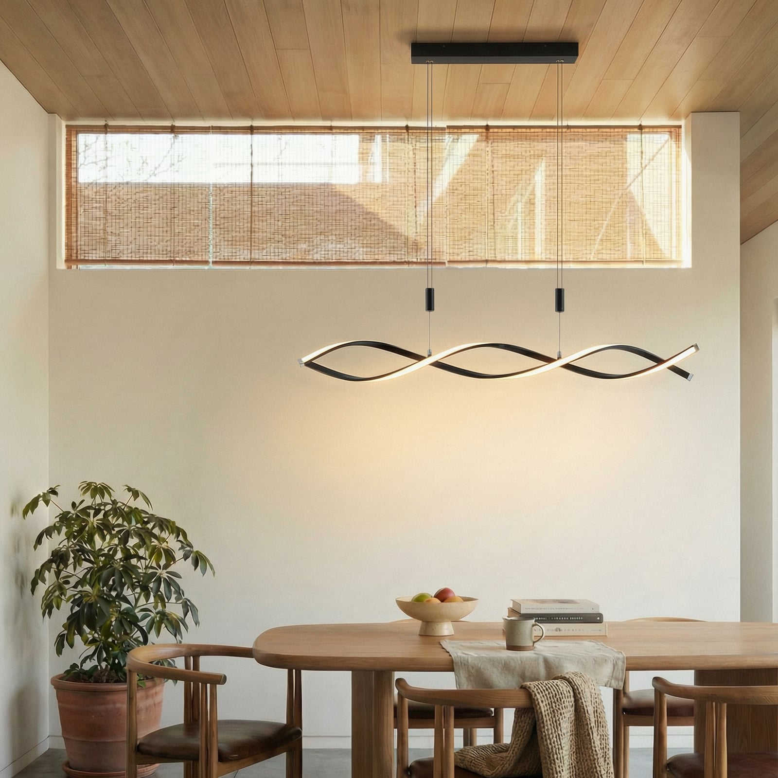 Lindby suspension LED Welina, noir, fer, réglable