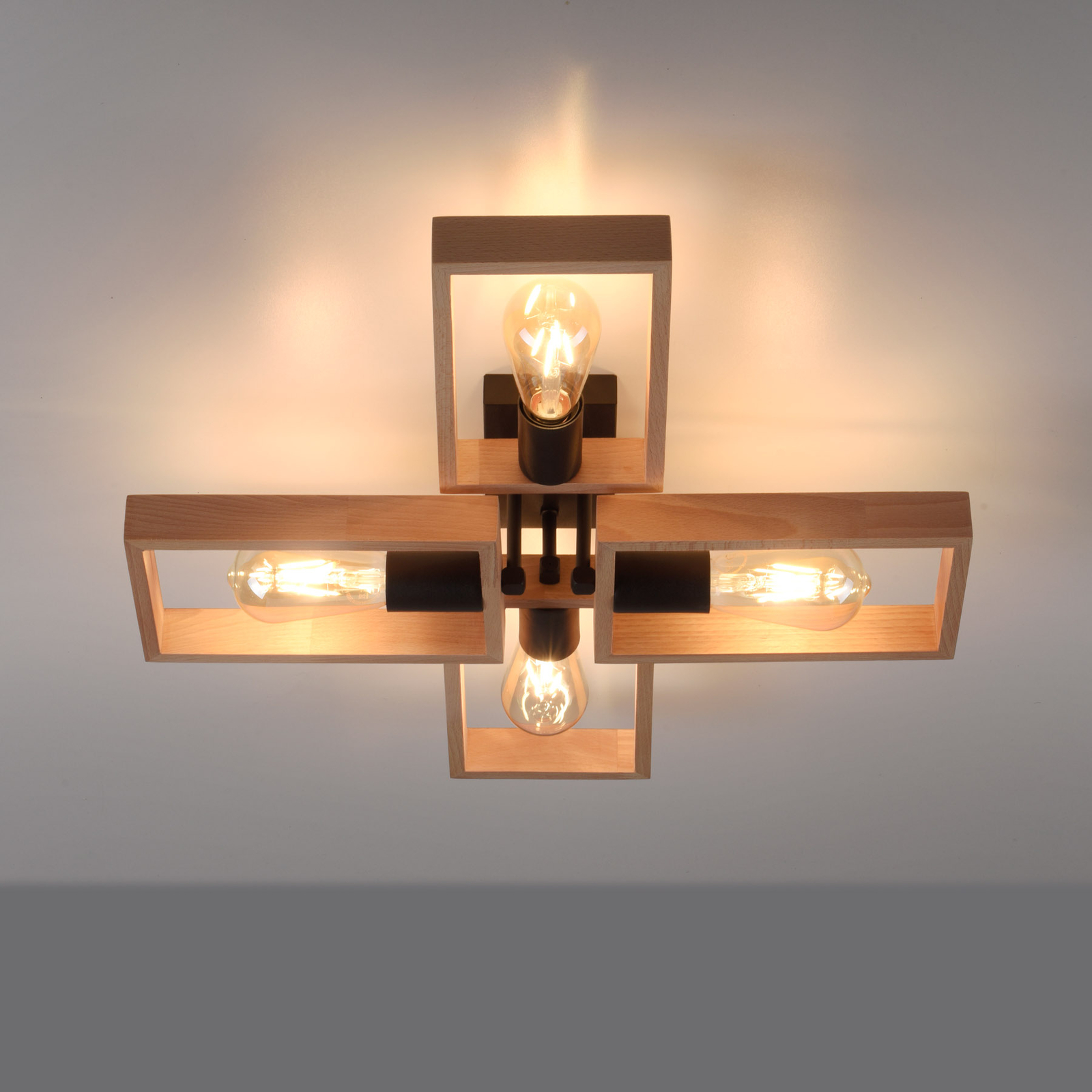 Lampa sufitowa Frame z drewna, 4-punktowa