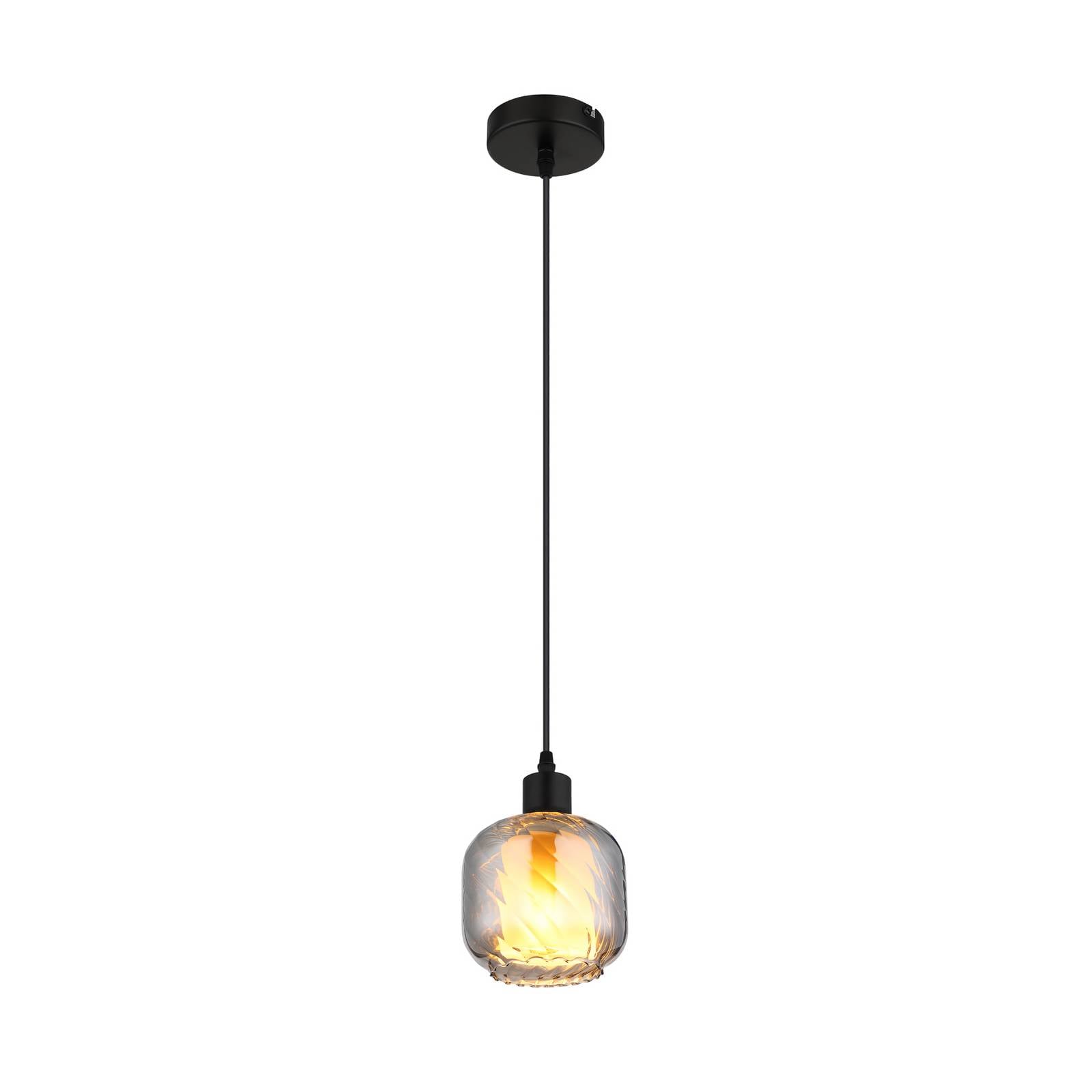 Hängelampe Xia, Ø 14 cm, rauchgrau, Glas