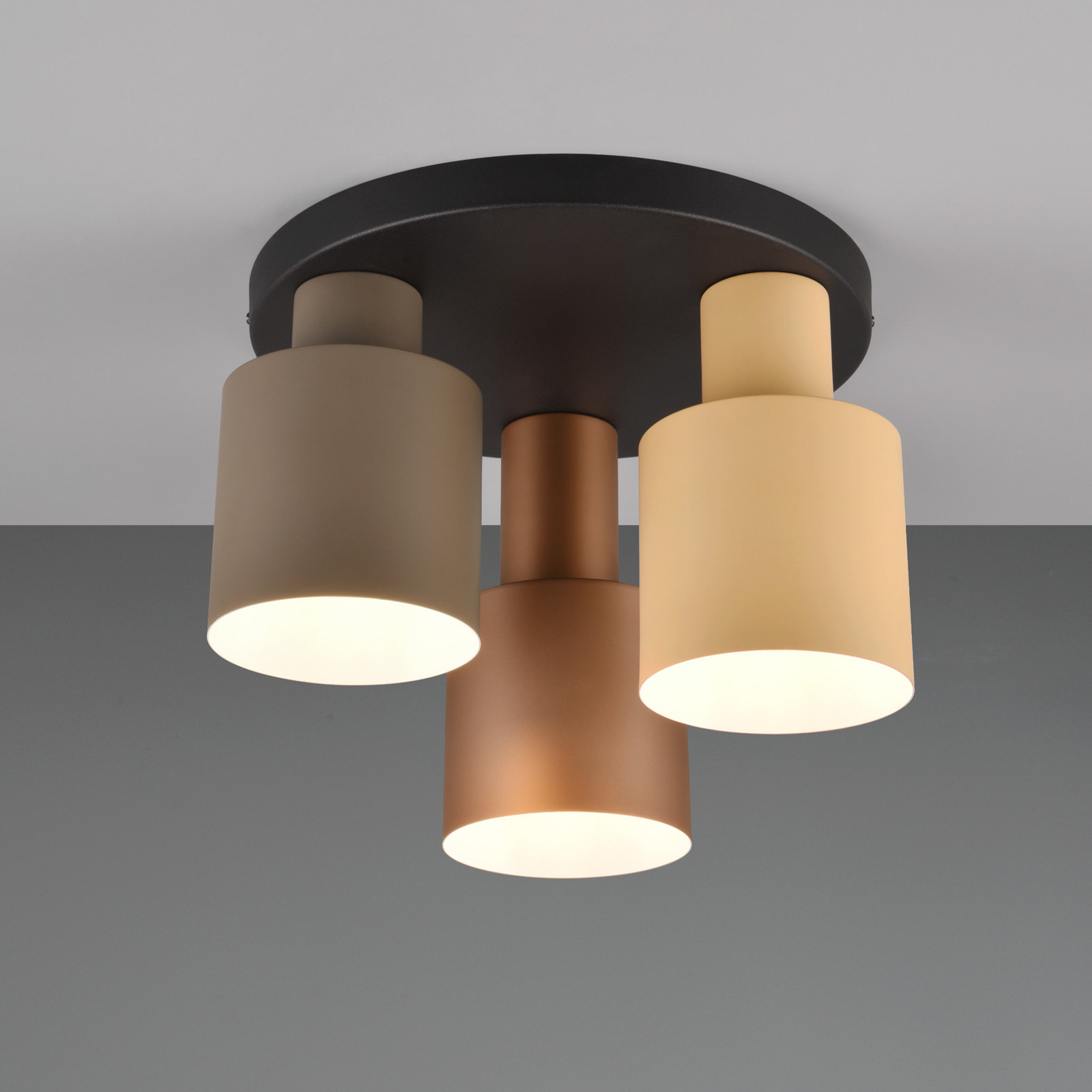 Trio Lighting Agudo plafonieră multicoloră rondelă 3 becuri - Camera de zi / sufragerie - modern - cafeniu bej taupe negru mat alb - Metal