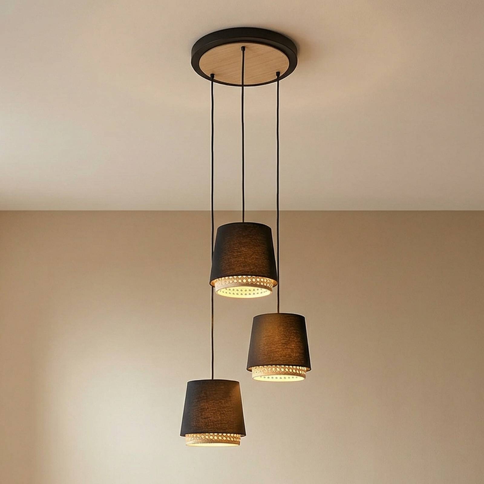 Lindby Ananya Suspension, rondelle, à 3 lampes