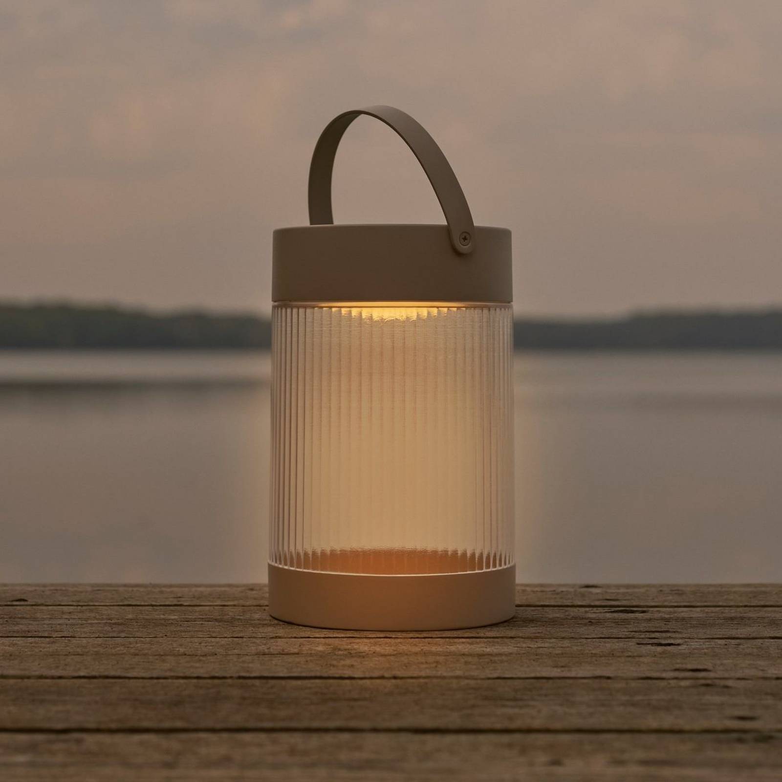 Lampa stołowa Coupar, kolor piaskowy, tworzywo sztuczne, IP44