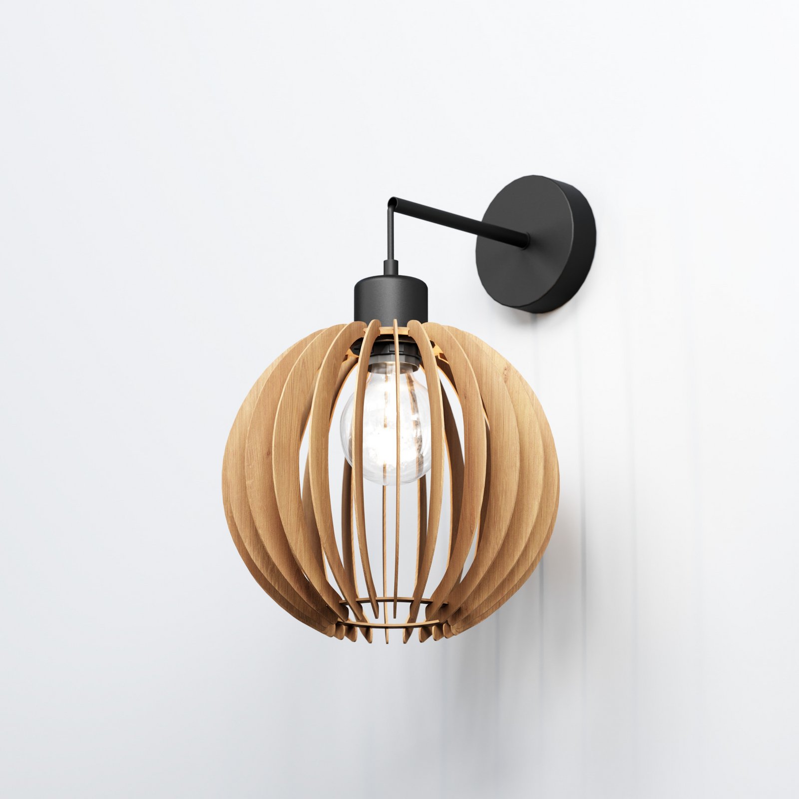 Zidna svjetiljka Clay, Ø 23 cm, brezova šperploča, nosač, E27 Zidna svjetiljka Clay, Ø 23 cm, brezova šperploča, nosač, E27