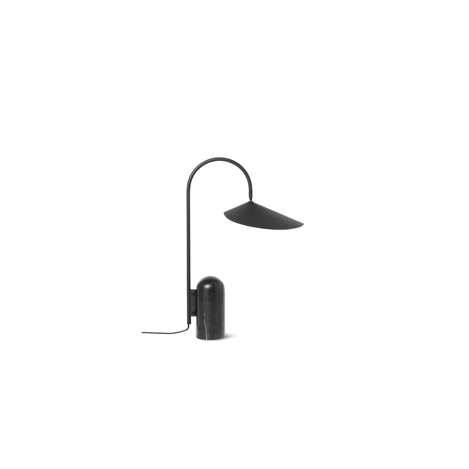 ferm LIVING Настолна лампа Arum, черно, мрамор, стомана, 50 cm
