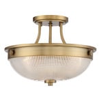 Mantle loftlampe, gammelt messing, 33 cm, glas – QUOIZEL