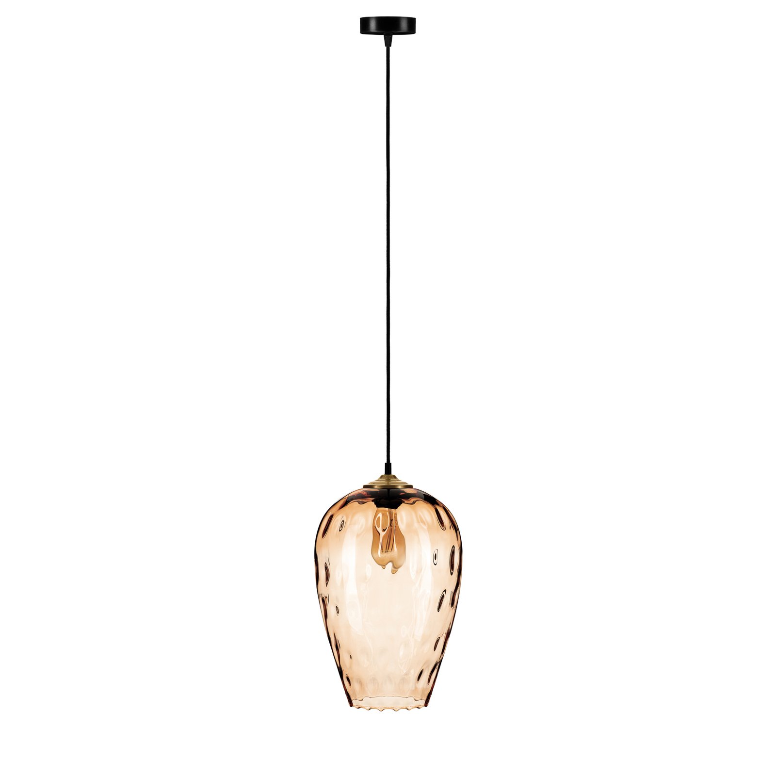 Linkeus II pendant light, light brown glass, Ø26cm