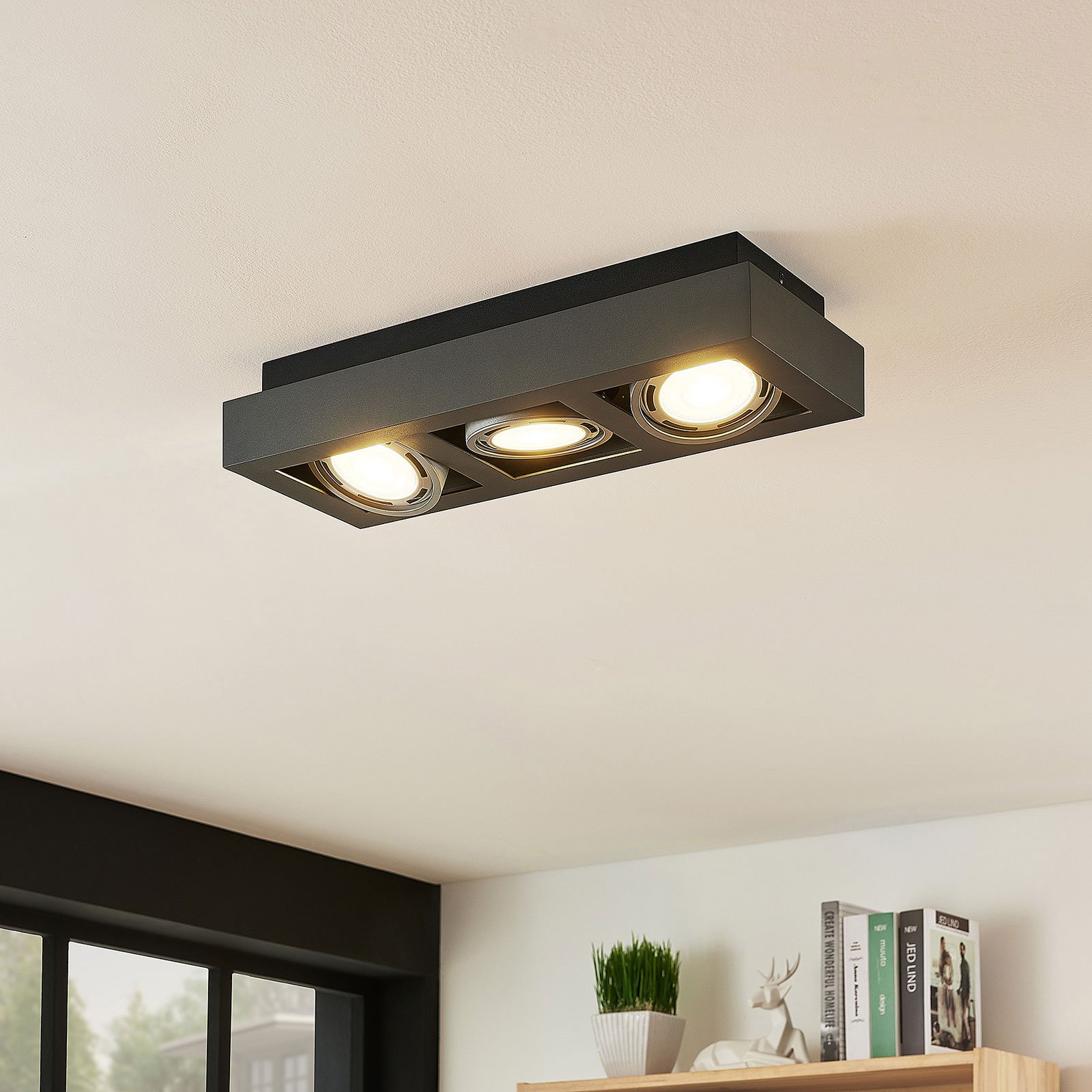 Ronka ceiling spotlight GU10 3-bulb dark grey