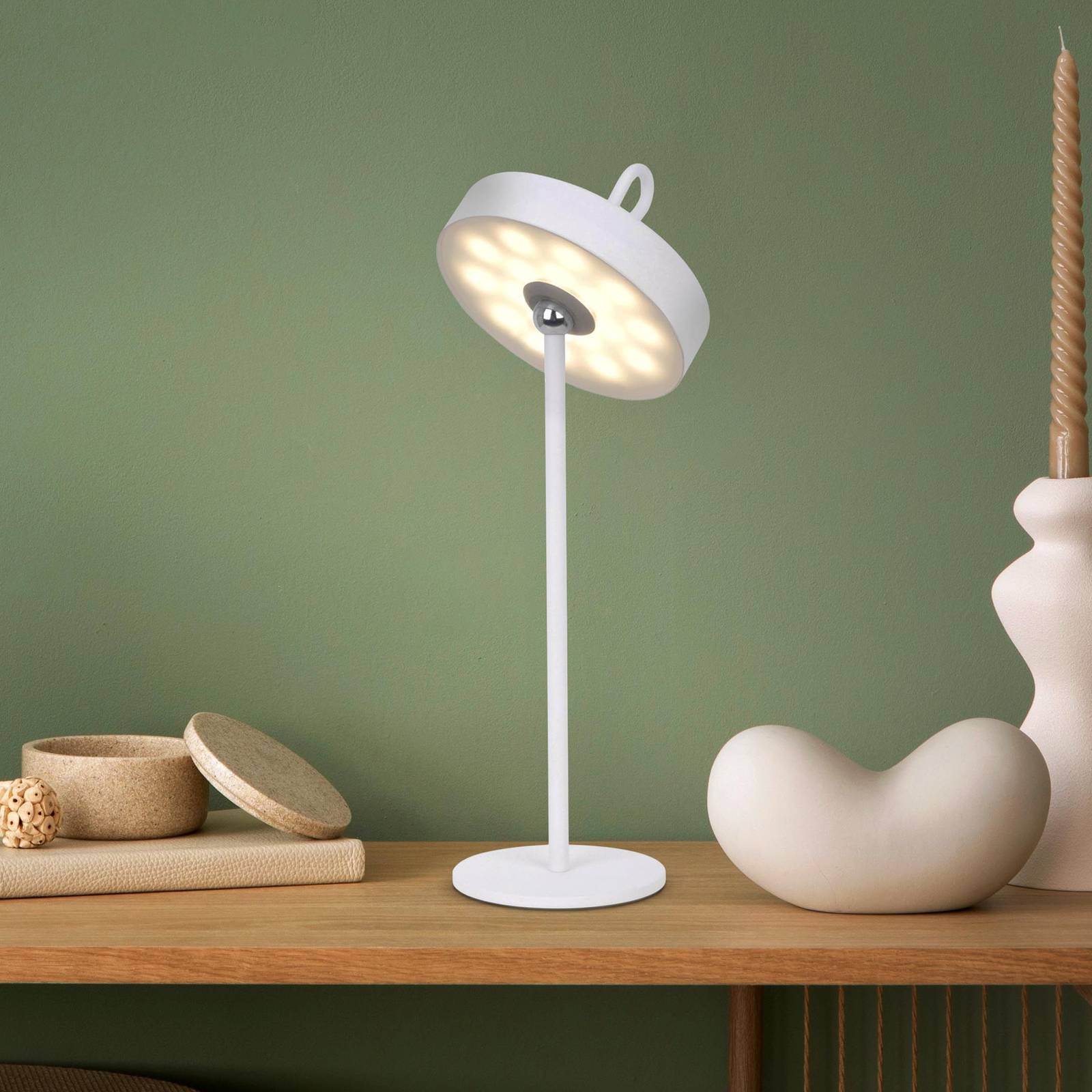 Näve Lampe à poser batterie LED Ella aimantée blanche