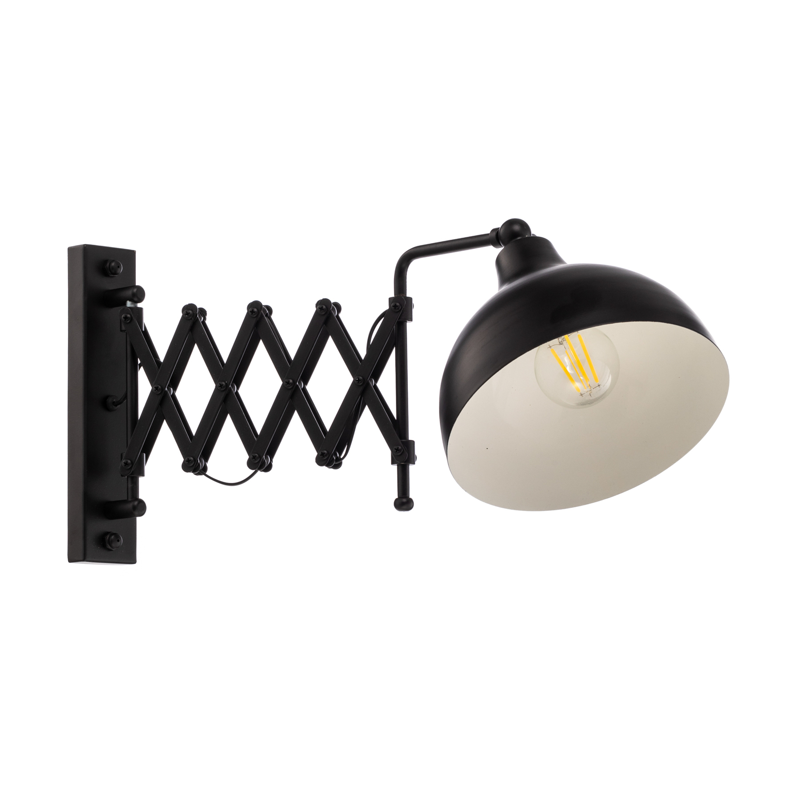 HAP-9082-CPR wall light with a scissors arm, black