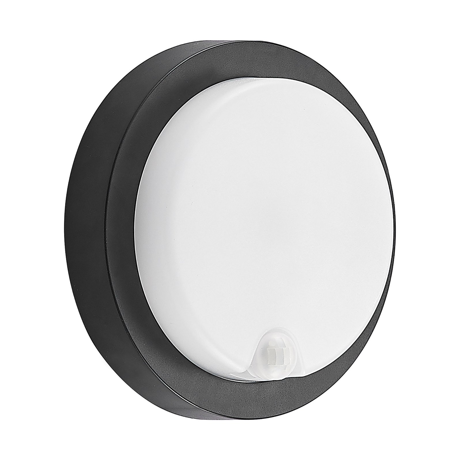 Prios Lakin LED outdoor wall light, sensor, black Lights.co.uk
