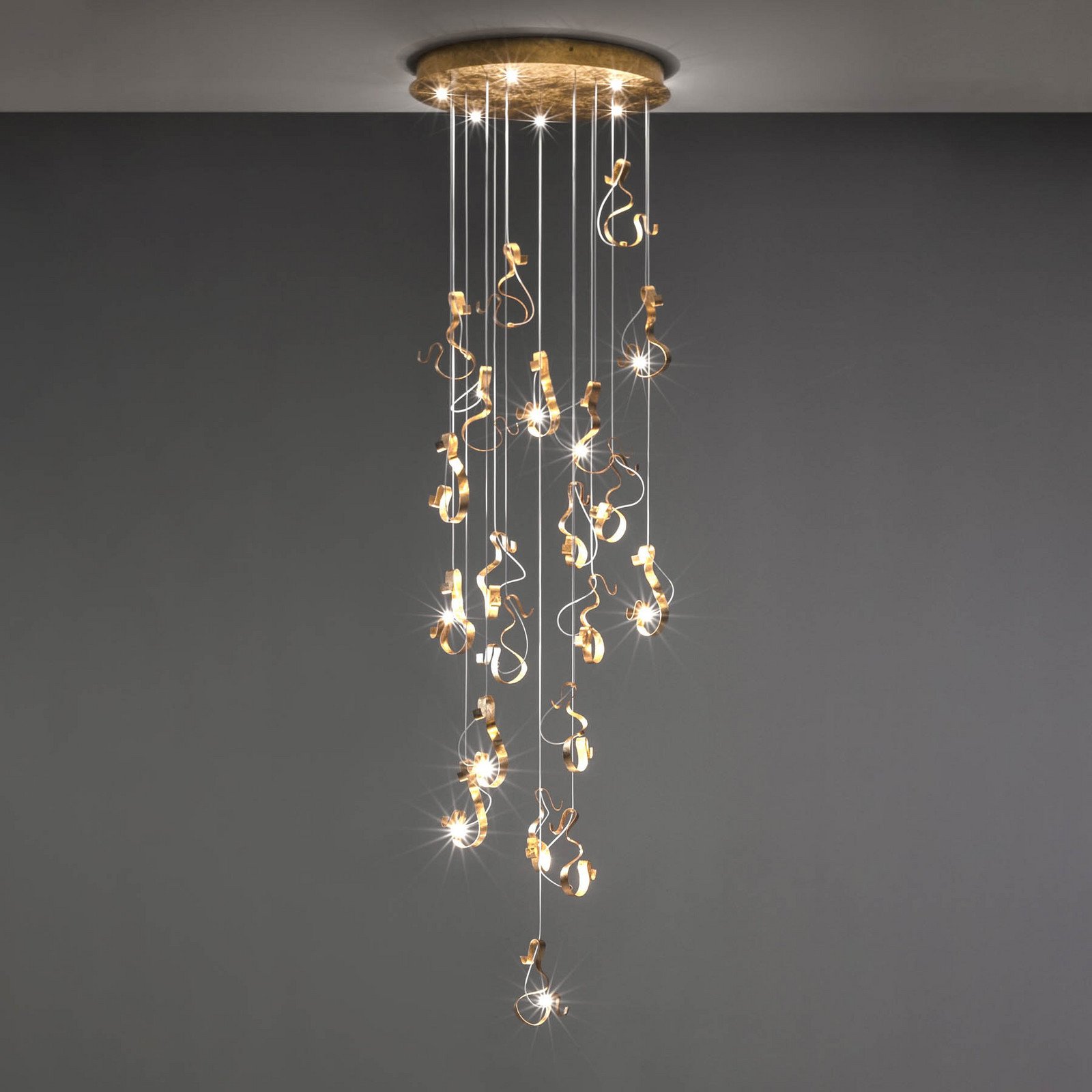 Knikerboker Curve lampă susp. LED 20 becuri auriu