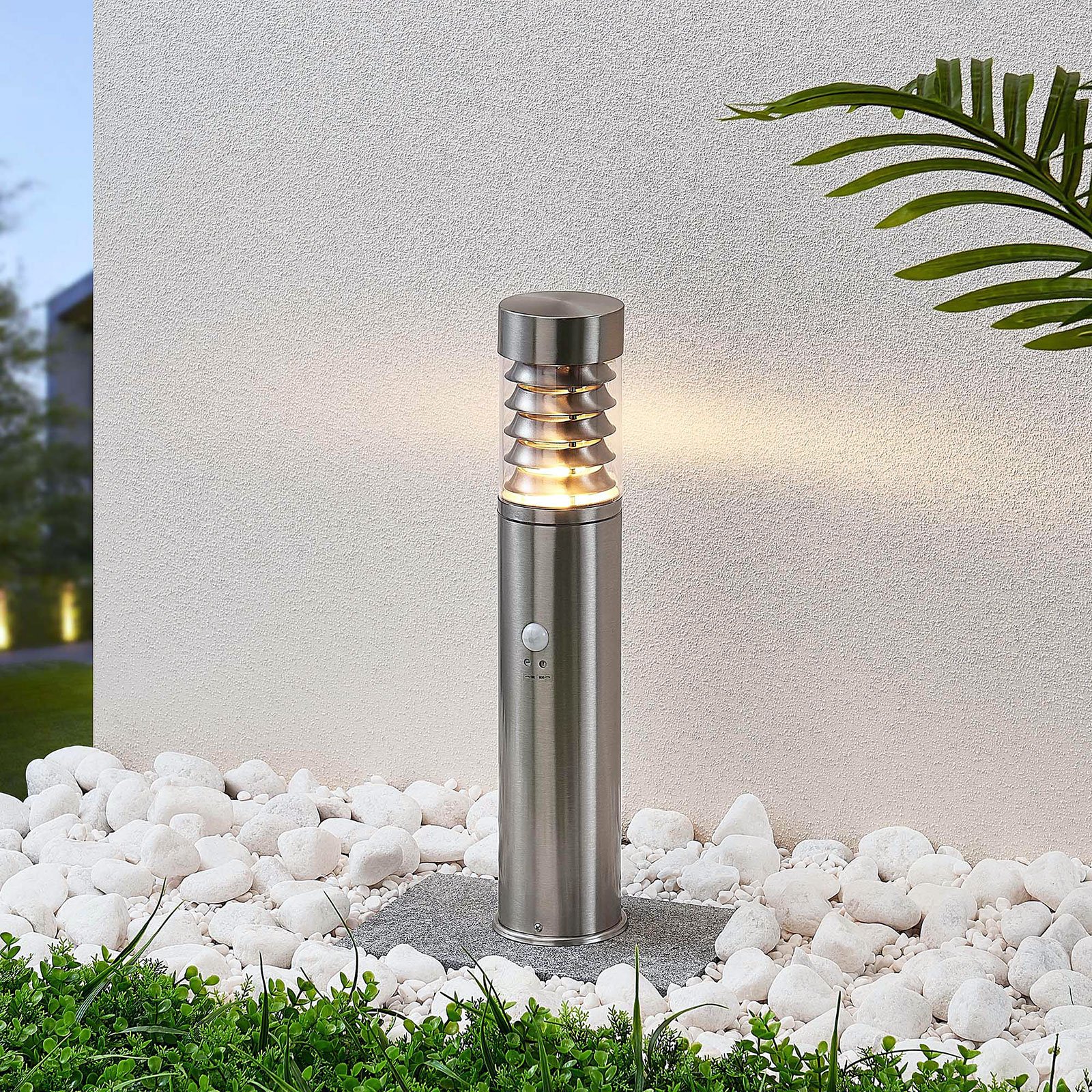 Lindby Piper sensor pillar light, stainless steel