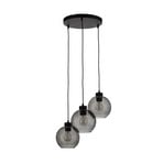 Hängeleuchte Cubus, Ø 50 cm, 3-flammig, rauchgrau, Glas