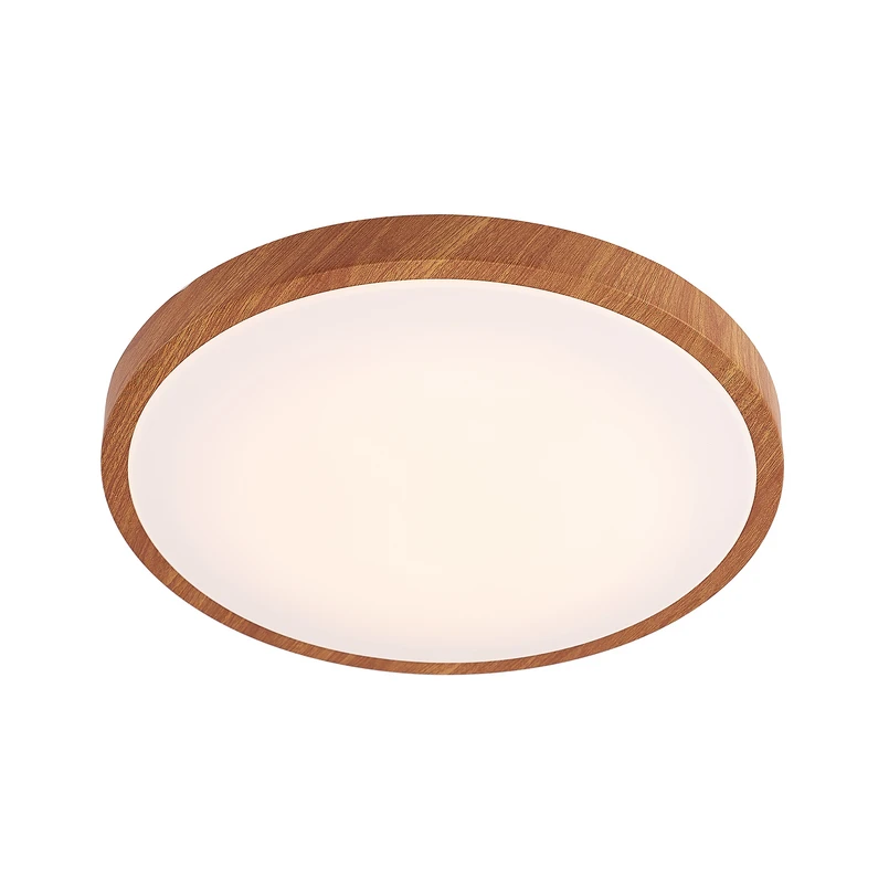 Lindby - Plafonnier LED Mynte Round Ø42cm Bois/Blanc