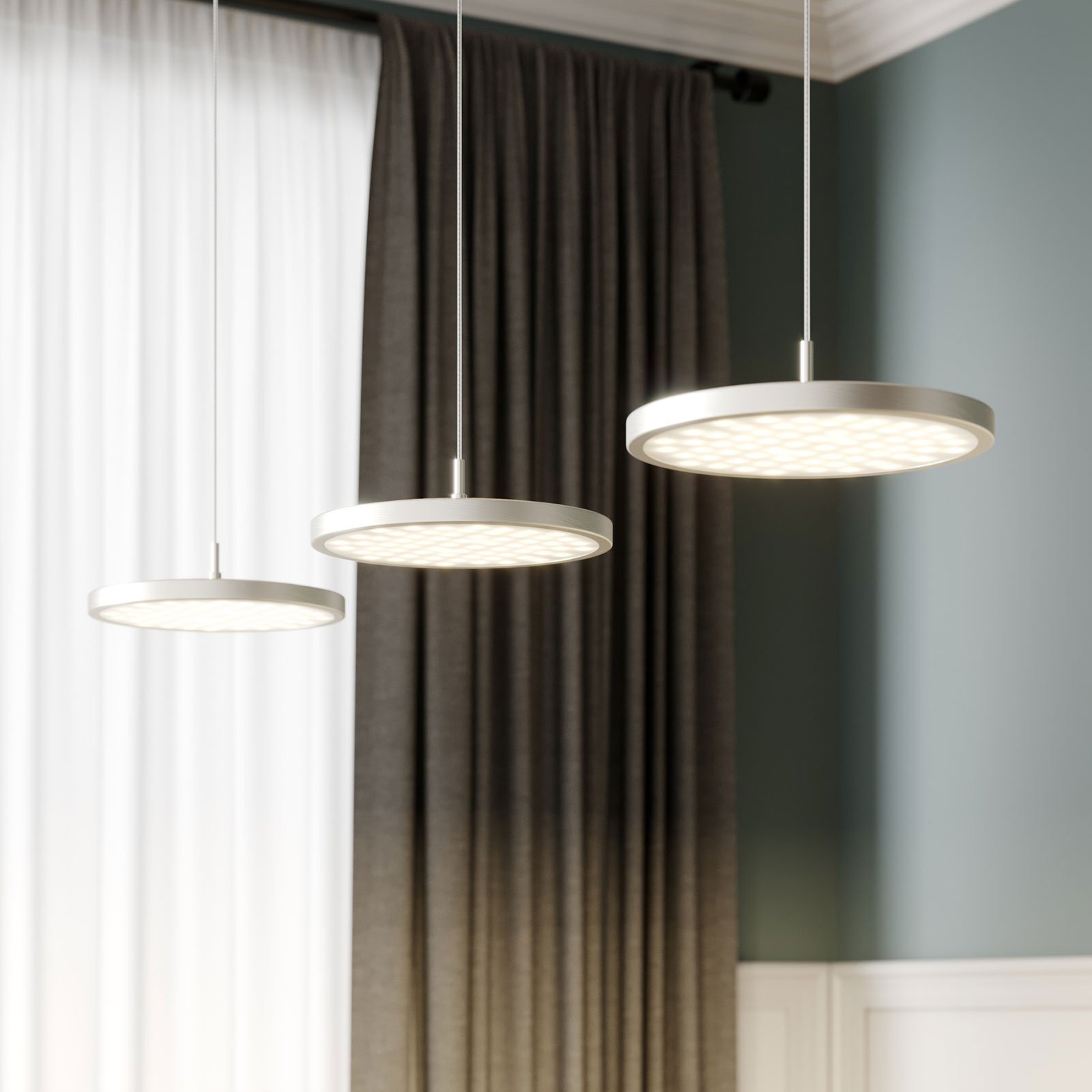 Rothfels Gion LED függő lámpa 3-izzós nikkel/tölgy