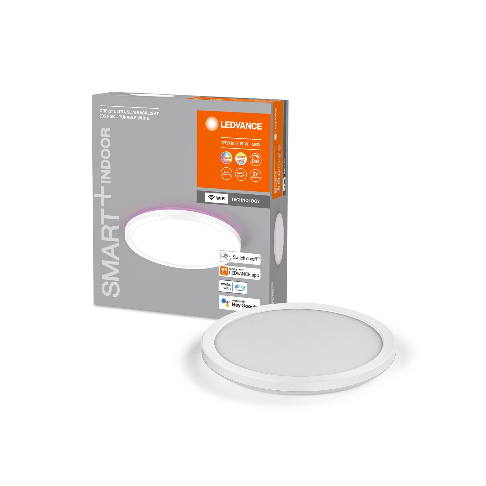 LEDVANCE SMART+ WiFi Orbis Ultra Slim-bakgrunnsbelysning, Ø24 cm, hvit