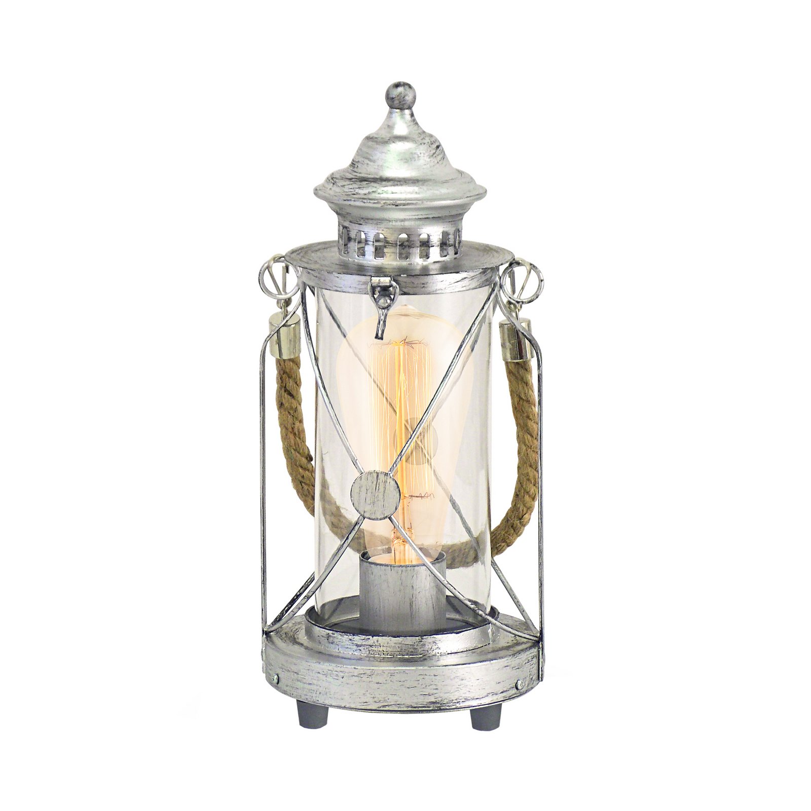 Lampe-lanterne à poser claire argent antique