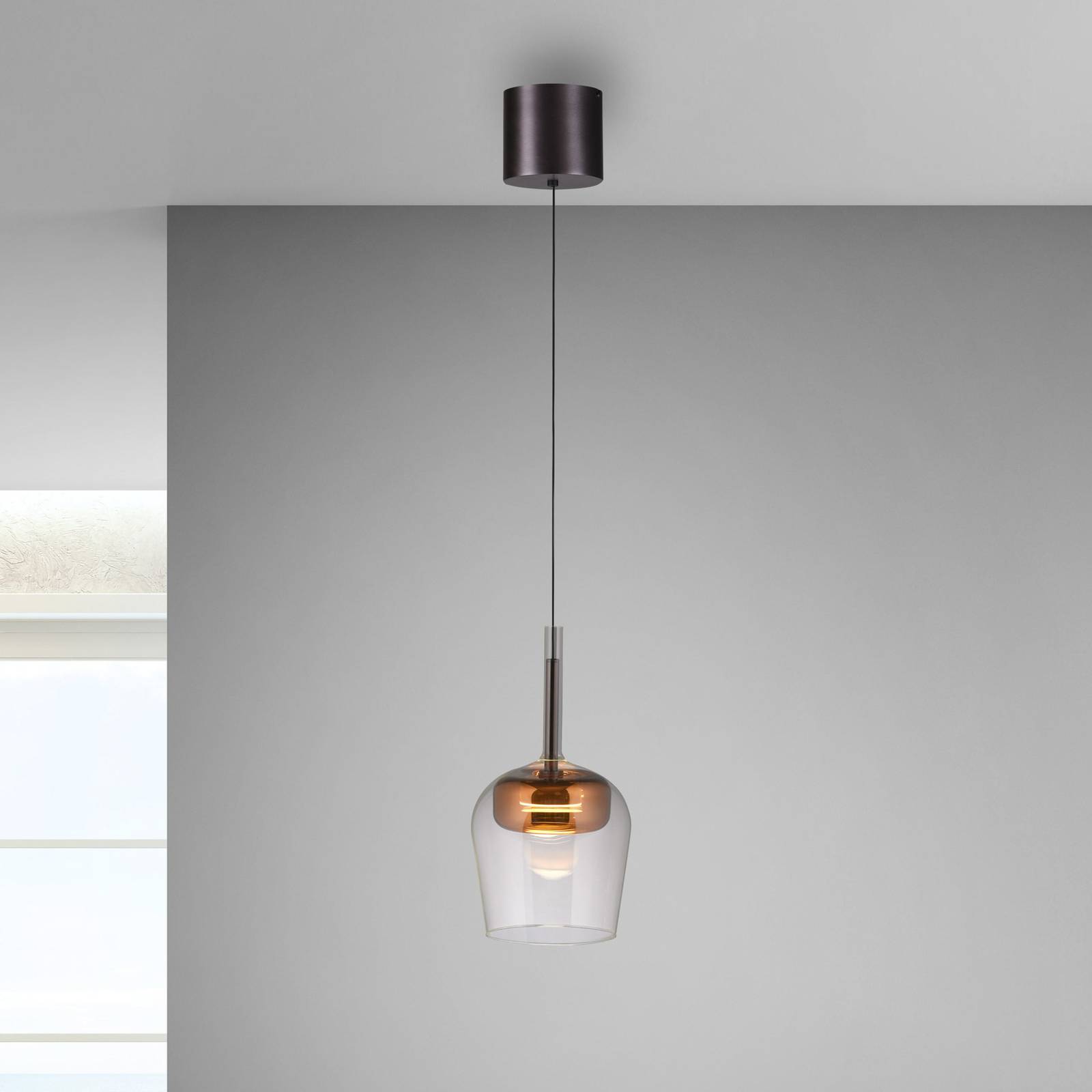 Paul Neuhaus Smart LED lampa wisząca Q-Kon kolor miedziany Ø 21 cm