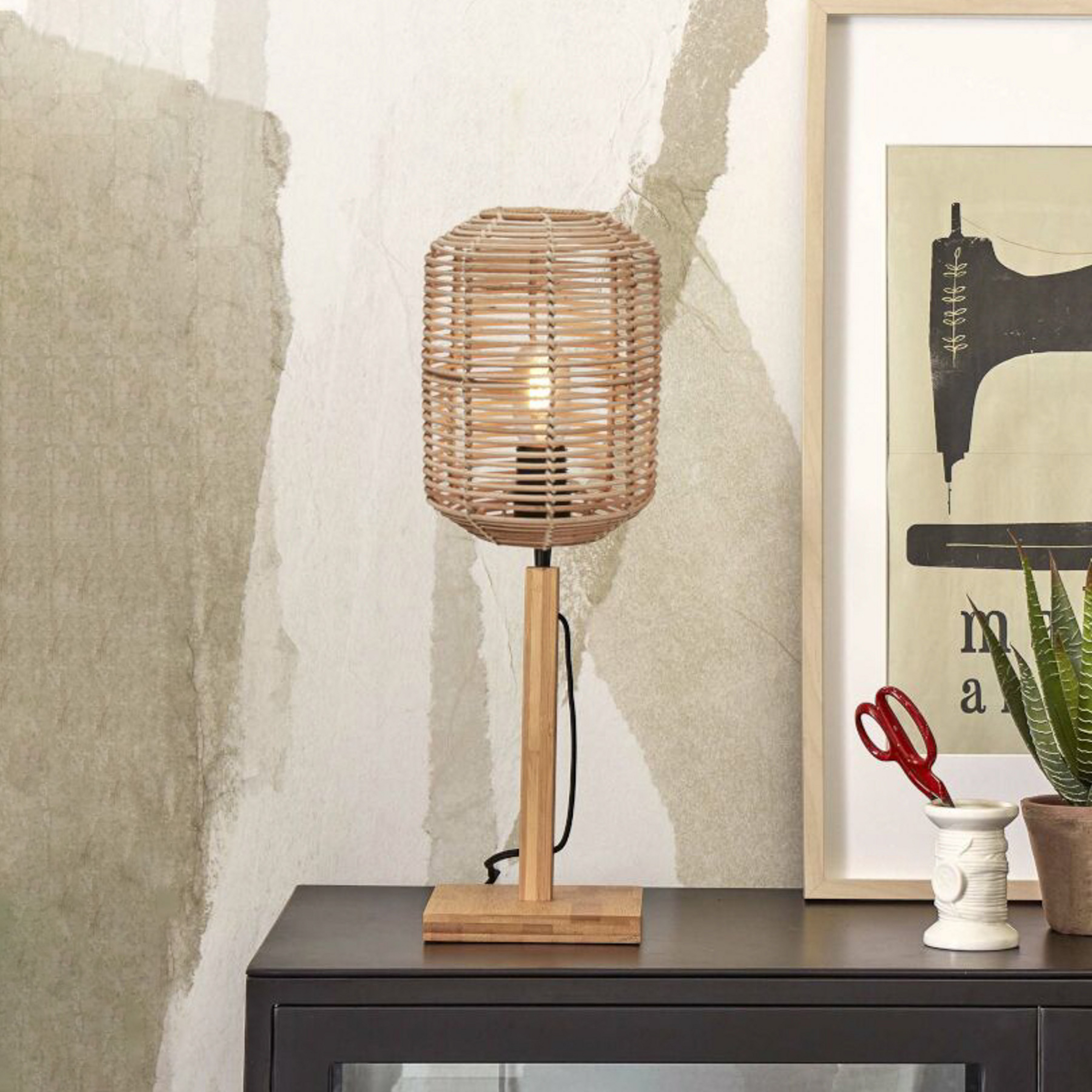 GOOD & MOJO Tanami bordlampe, højde 45 cm, natur