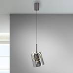 Paul Neuhaus Suspension LED Zula, gris fumé, Ø 15 cm, verre