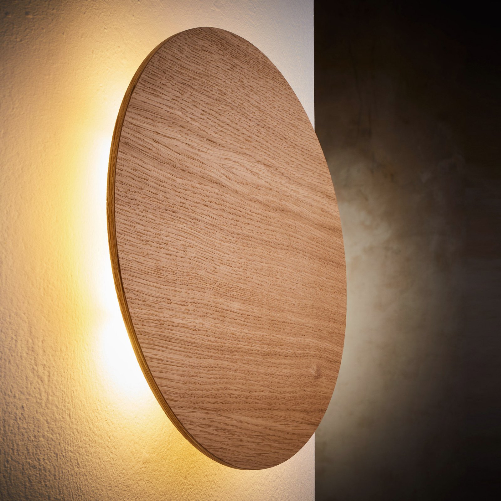 Nástenné svietidlo Envostar Rito, svetlé drevo, Ø 30 cm