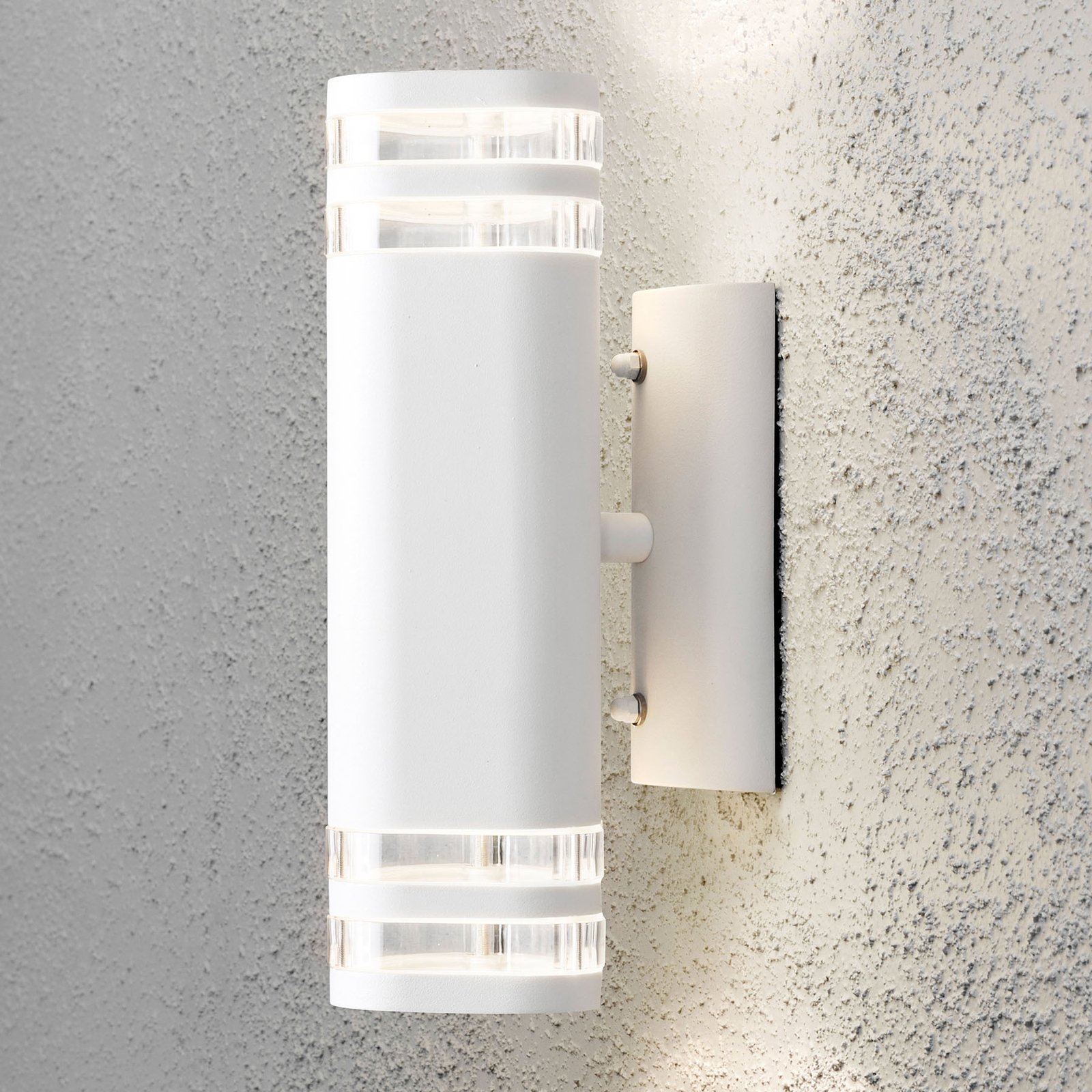 Modena outdoor wall light, 2-bulb, white