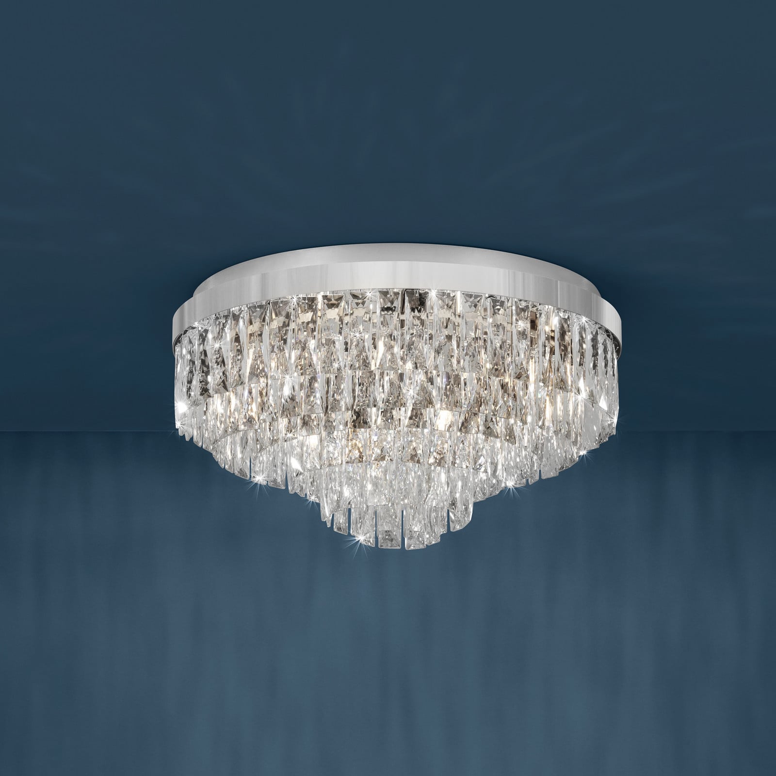 Valparaiso loftlampe, krom, Ø 58 cm, metal – Stars of Light - Stue - Glas - Med flere lyskilder