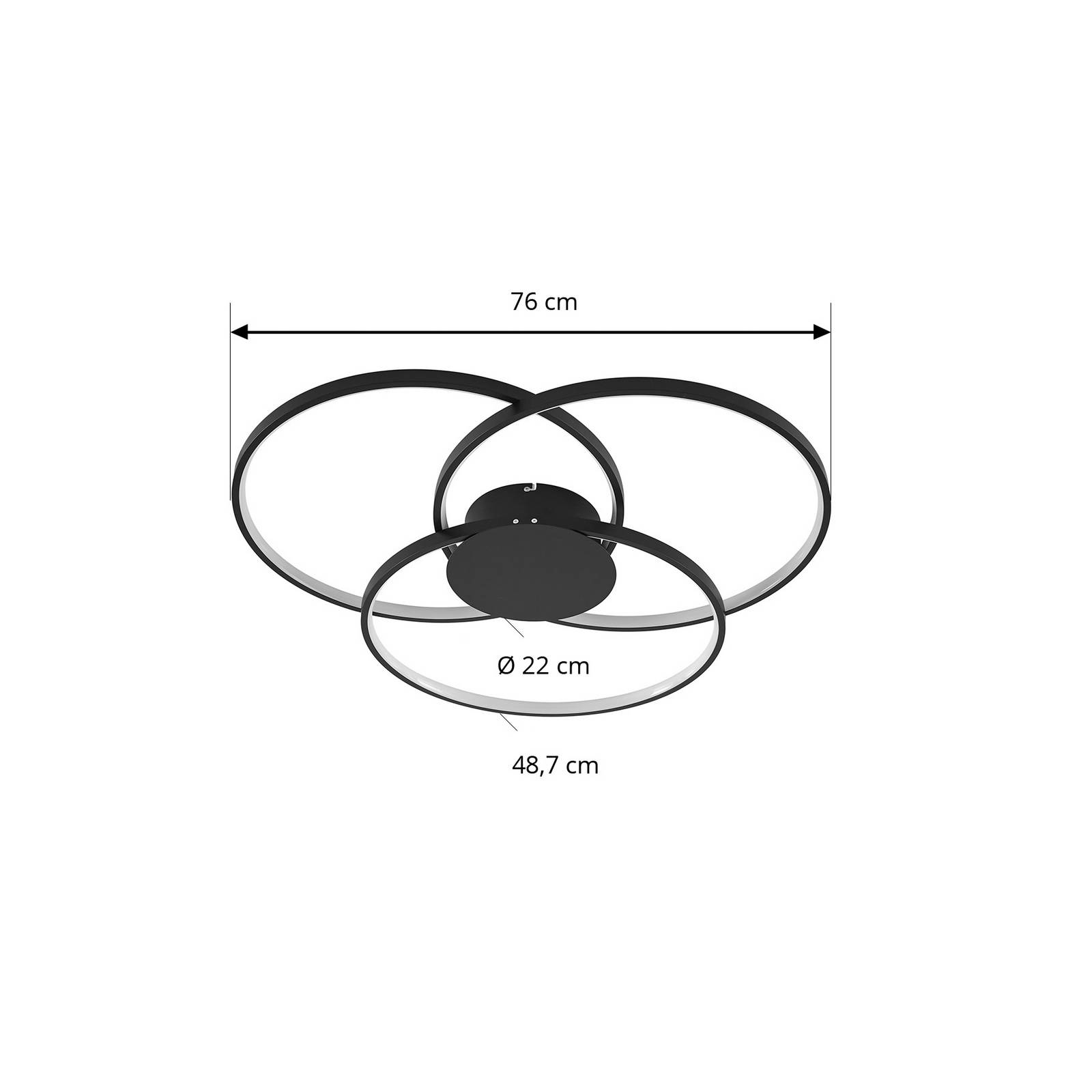 Lampa sufitowa LED Lindby Riley, czarna, 3000 K, ściemniana