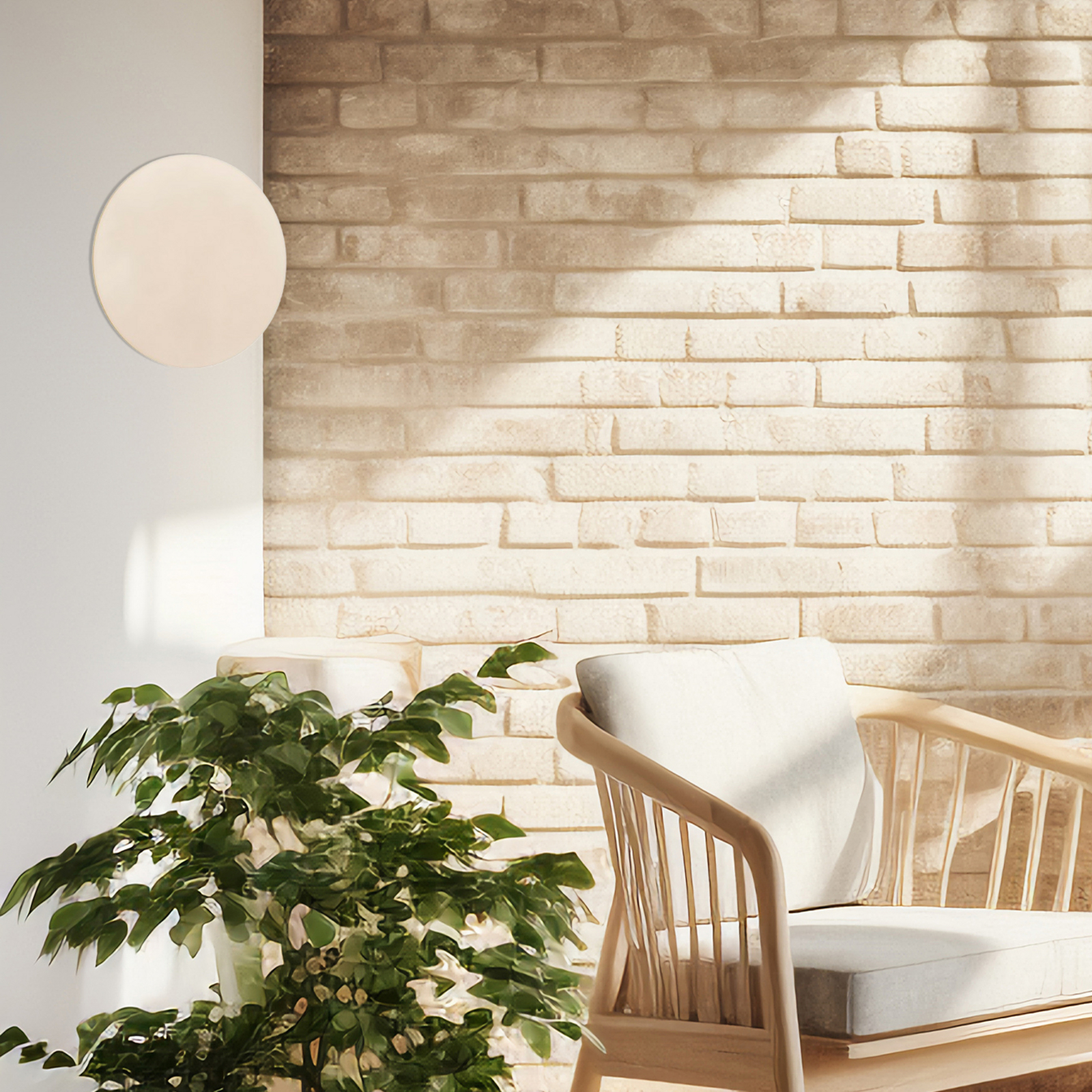 Applique murale LED Orios Plus, couleur sable, métal, Ø 30 cm